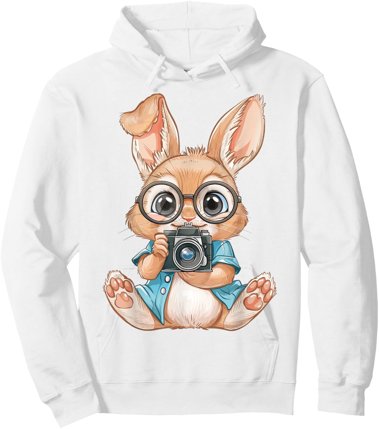 Rabbit Holding Camera Photographer Easter Bunny Cameraman Hoodie - Hoodie | White