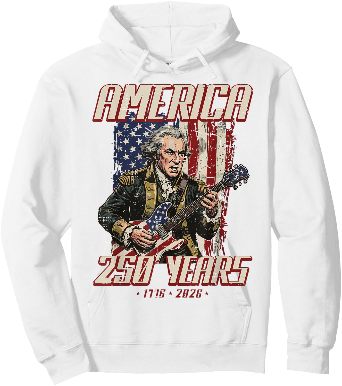 Washington Guitar America 250 250th Anniversary 4th of July Hoodie - Hoodie | White