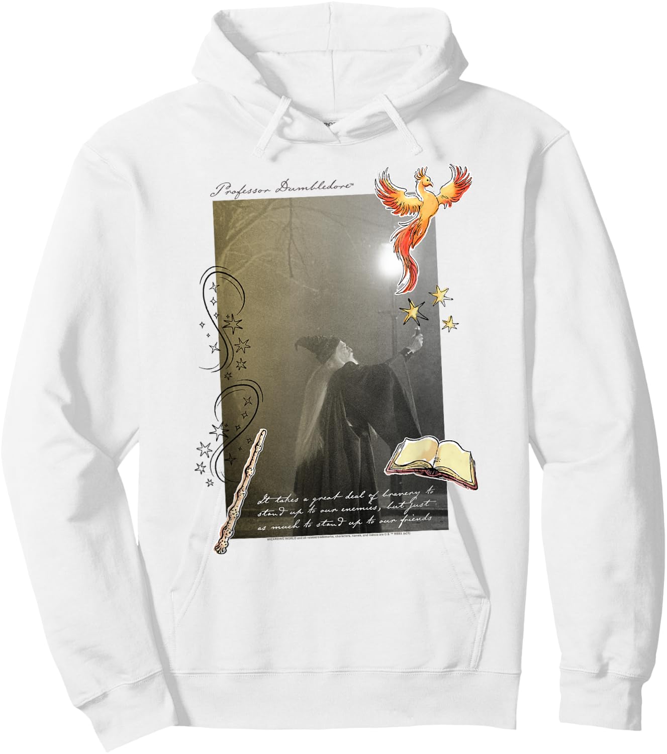 Harry Potter Dumbledore Quote and Fawkes Hoodie - Hoodie | White