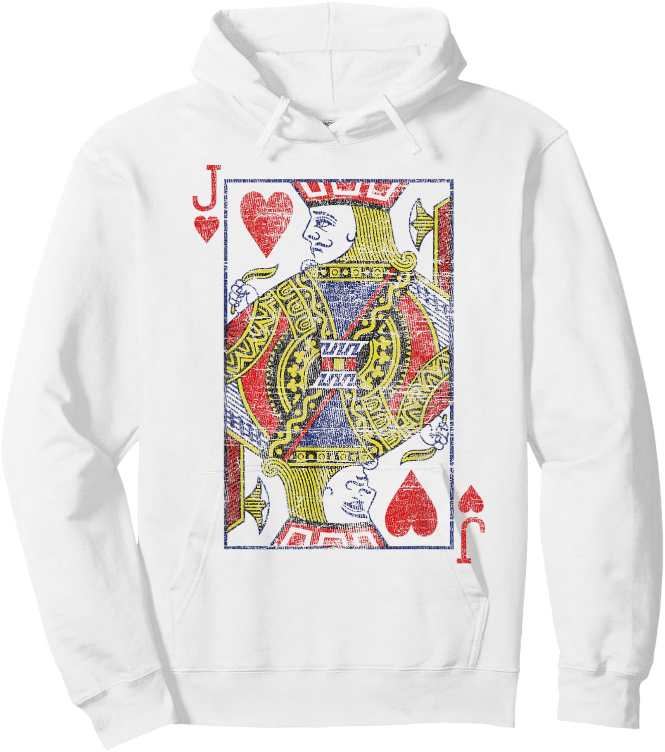 Bube of the Hearts Playing Cards Costume Poker Distressed Hoodie - Hoodie | White