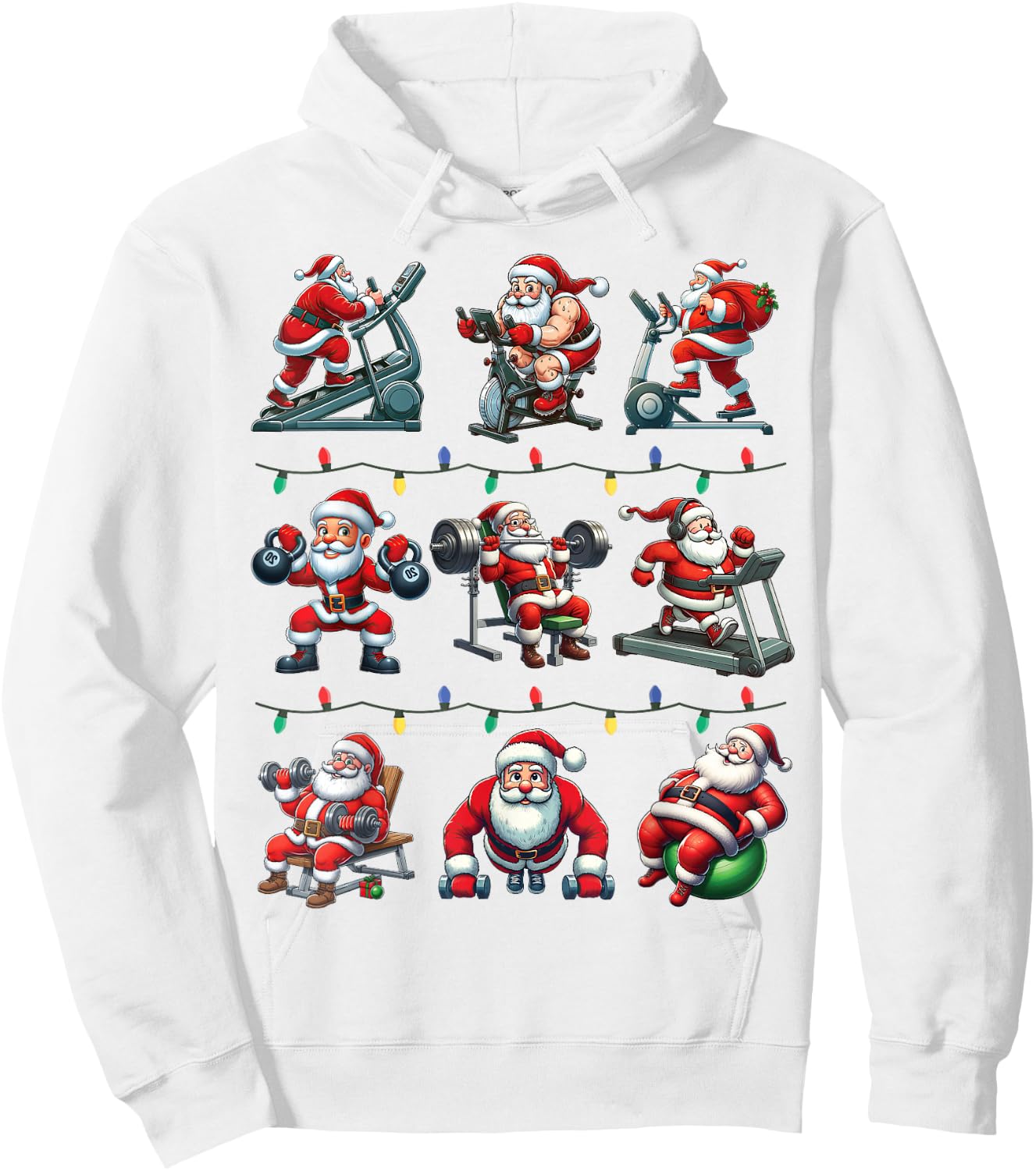 Santa Fitness Collection Gym Workout Weightlifting Christmas Hoodie - Hoodie | White