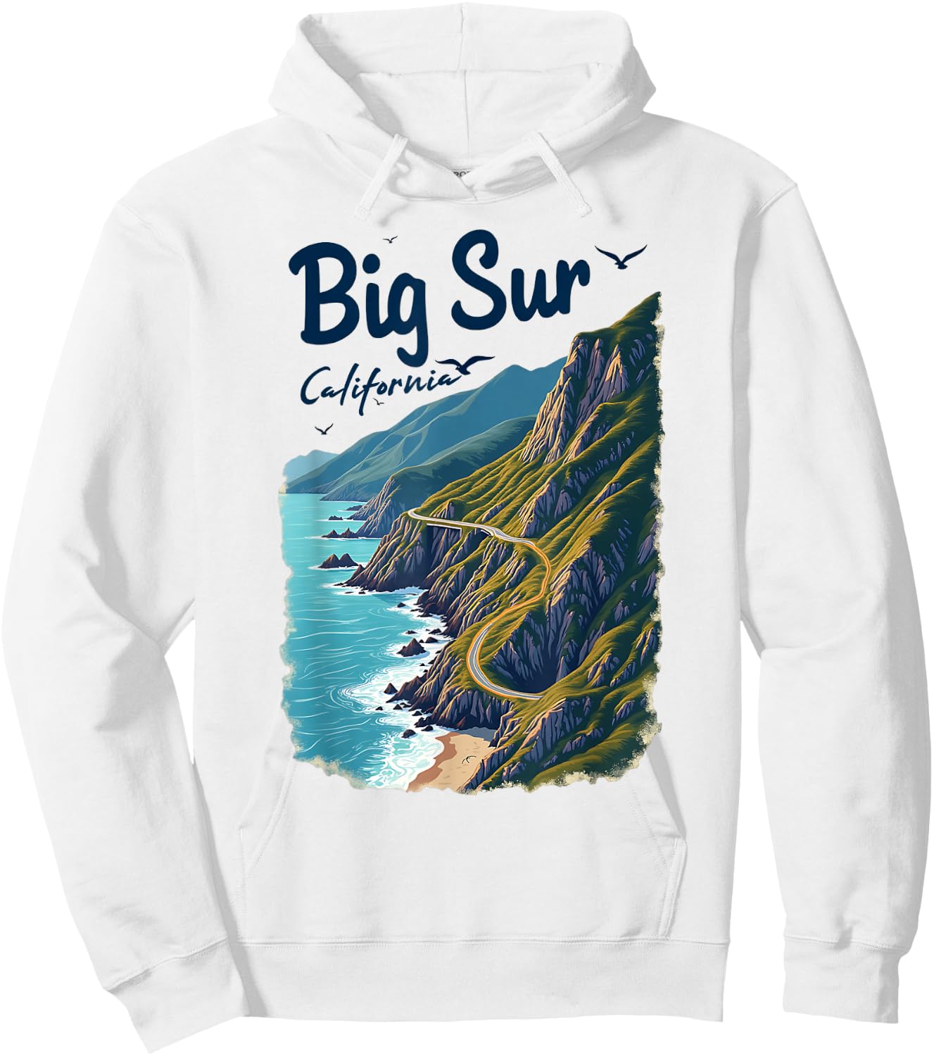 Surfing Surf Big Sur California Scenic Coastal View Hoodie - Hoodie | White