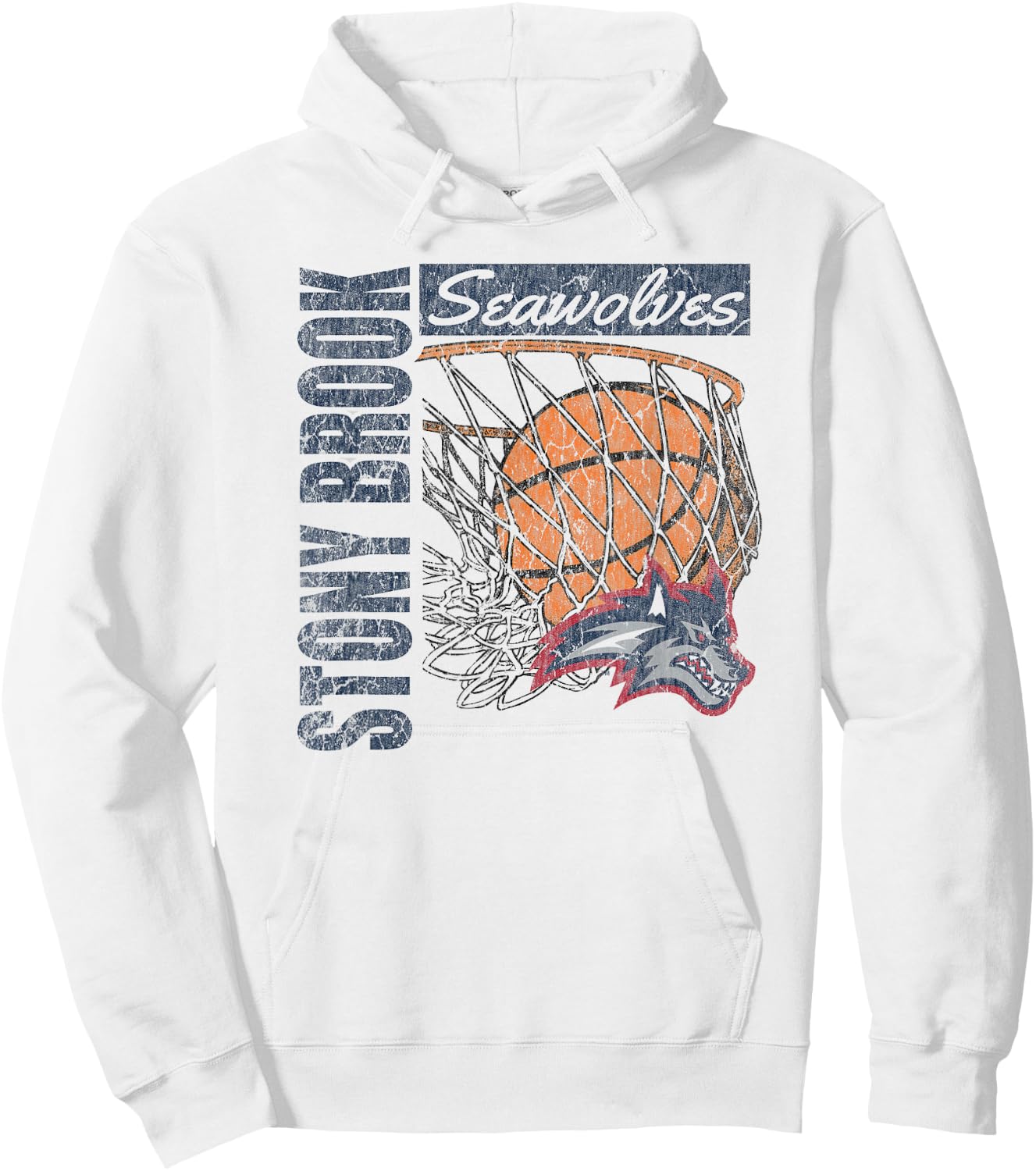 Stony Brook Seawolves Vintage Basketball 90's White Hoodie - Hoodie | White