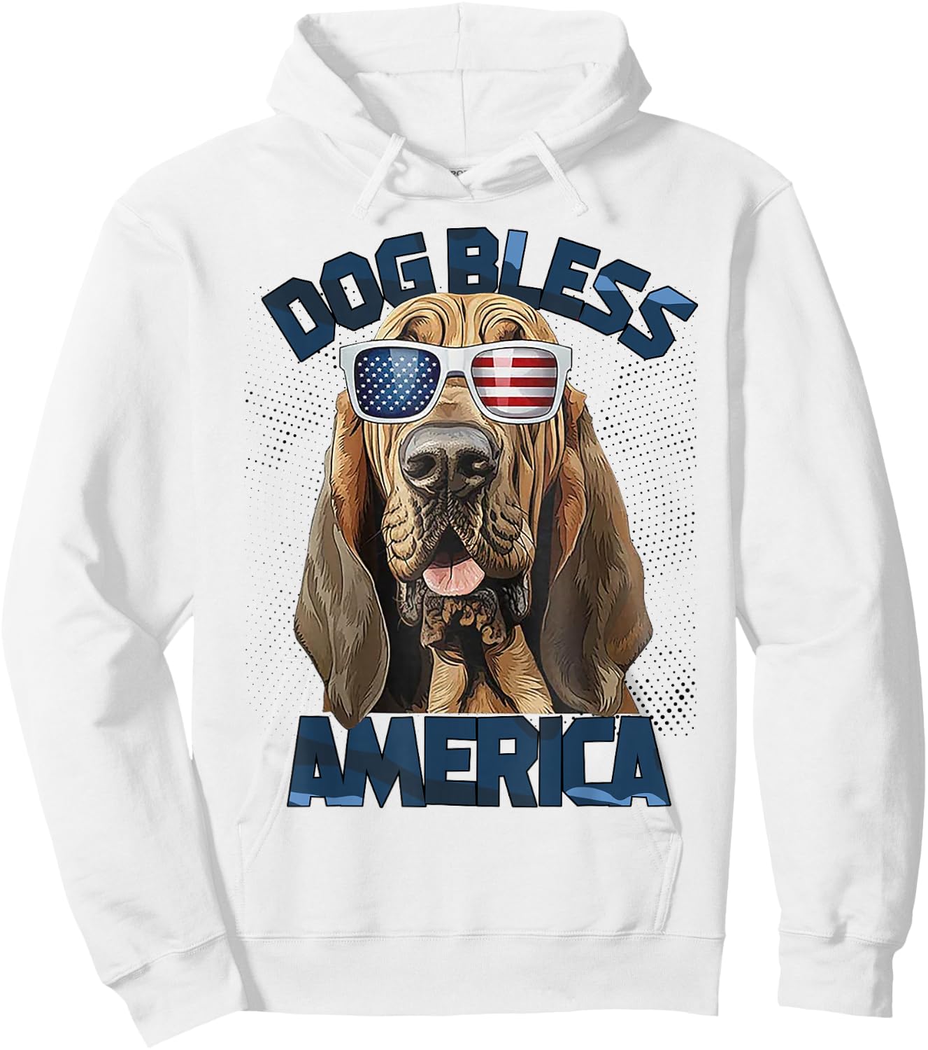 Blood Hound Dog Bless America Hoodie - Hoodie | White