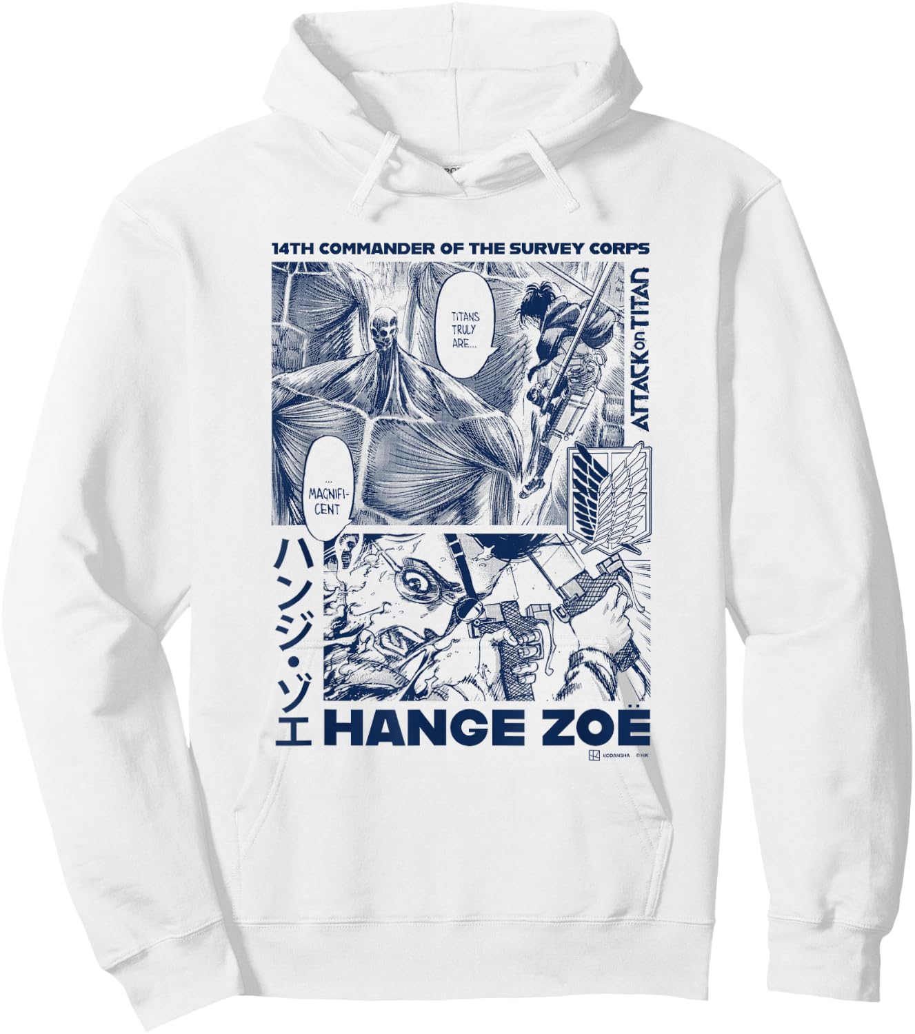 Attack on Titan Commander Hange Zoe Big Chest Manga Poster Hoodie - Hoodie | White