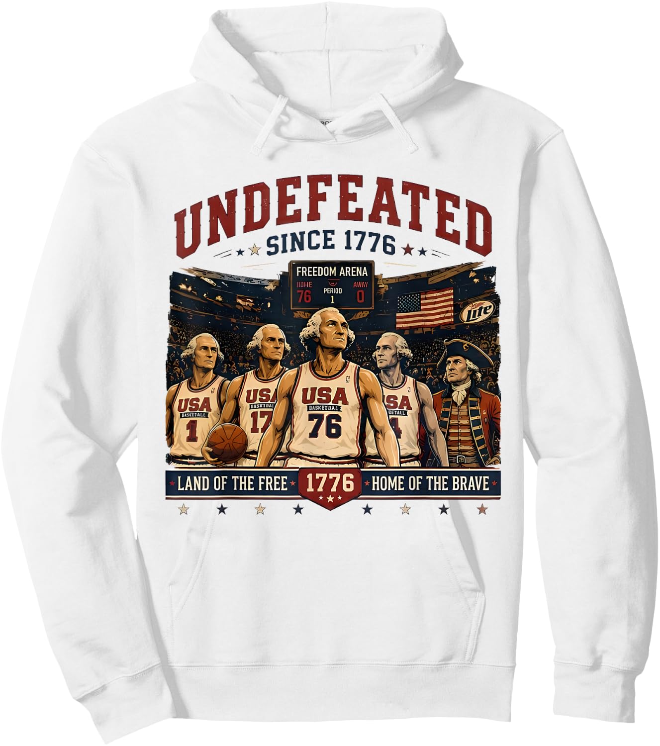 4th of July Basketball Undefeated Since 1776 250 Years Hoodie - Hoodie | White