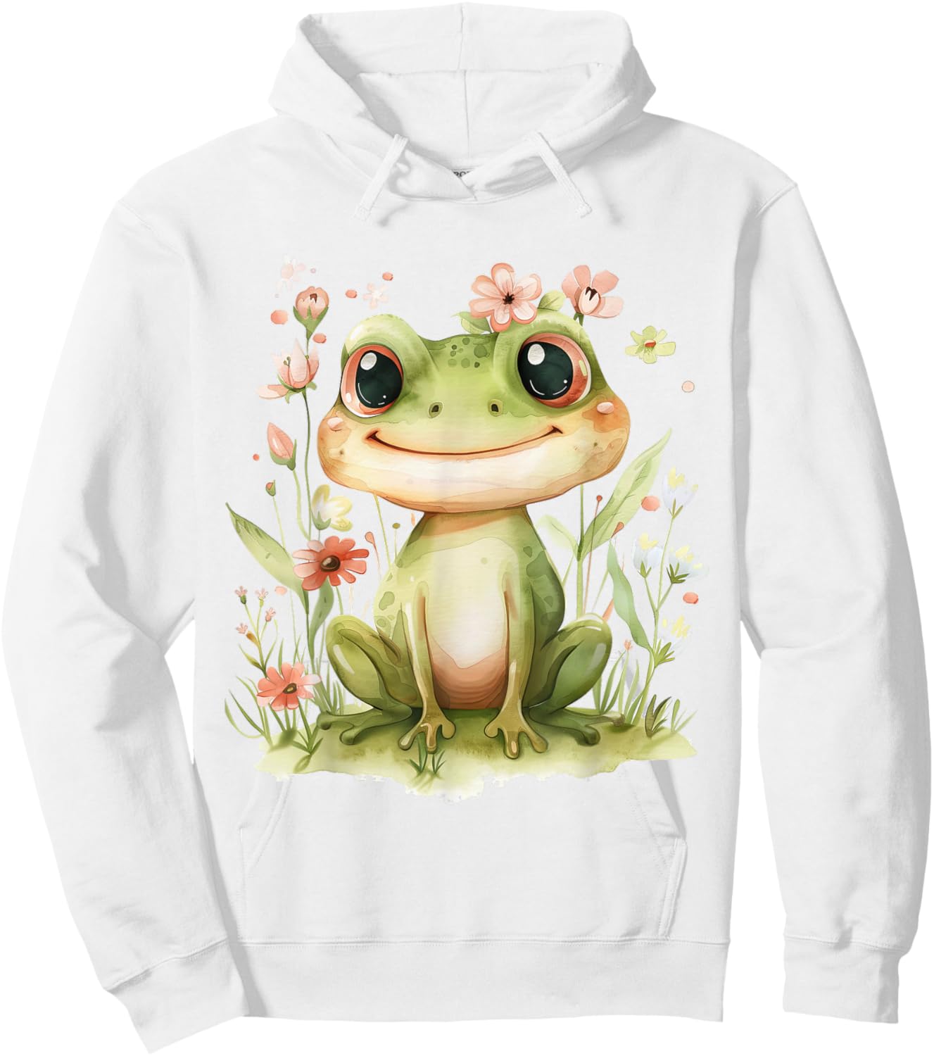 Frog with Flowers Cute Frogs Girls Daughter Hoodie - Hoodie | White