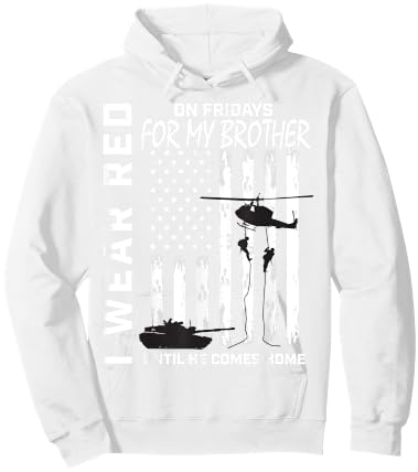 Red Friday Deployed Brother Military Support Troops USA Flag Hoodie - Hoodie | White