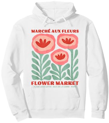 Women's Paris Botanical Market Flower Top Hoodie - Hoodie | White