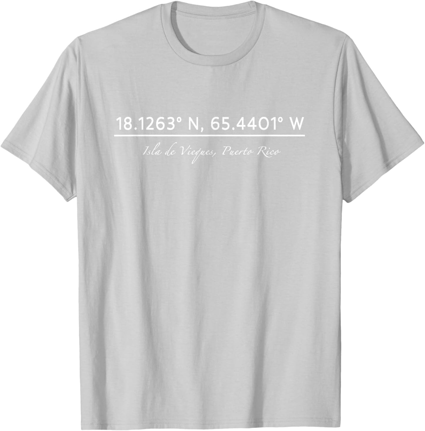 Isla de Vieques, Puerto Rico Coordinates T-Shirt - T-Shirt | Ash