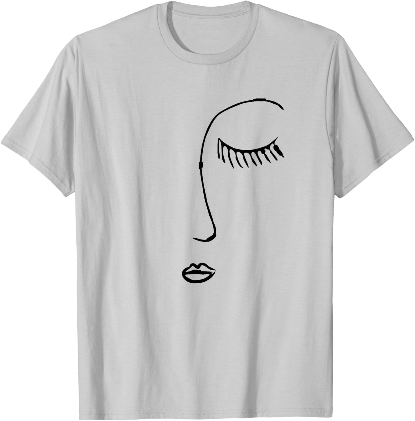 Portrait Line Drawing Sketch Face Abstract Art T-Shirt - T-Shirt | Ash