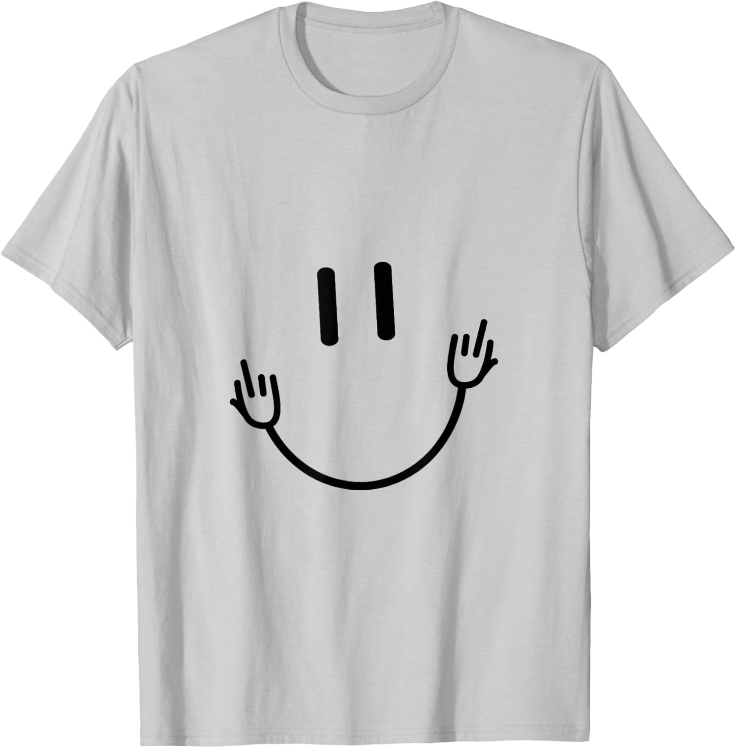 Funny Sarcastic Smile Face Middle Finger Graphic T-Shirt - T-Shirt | Ash