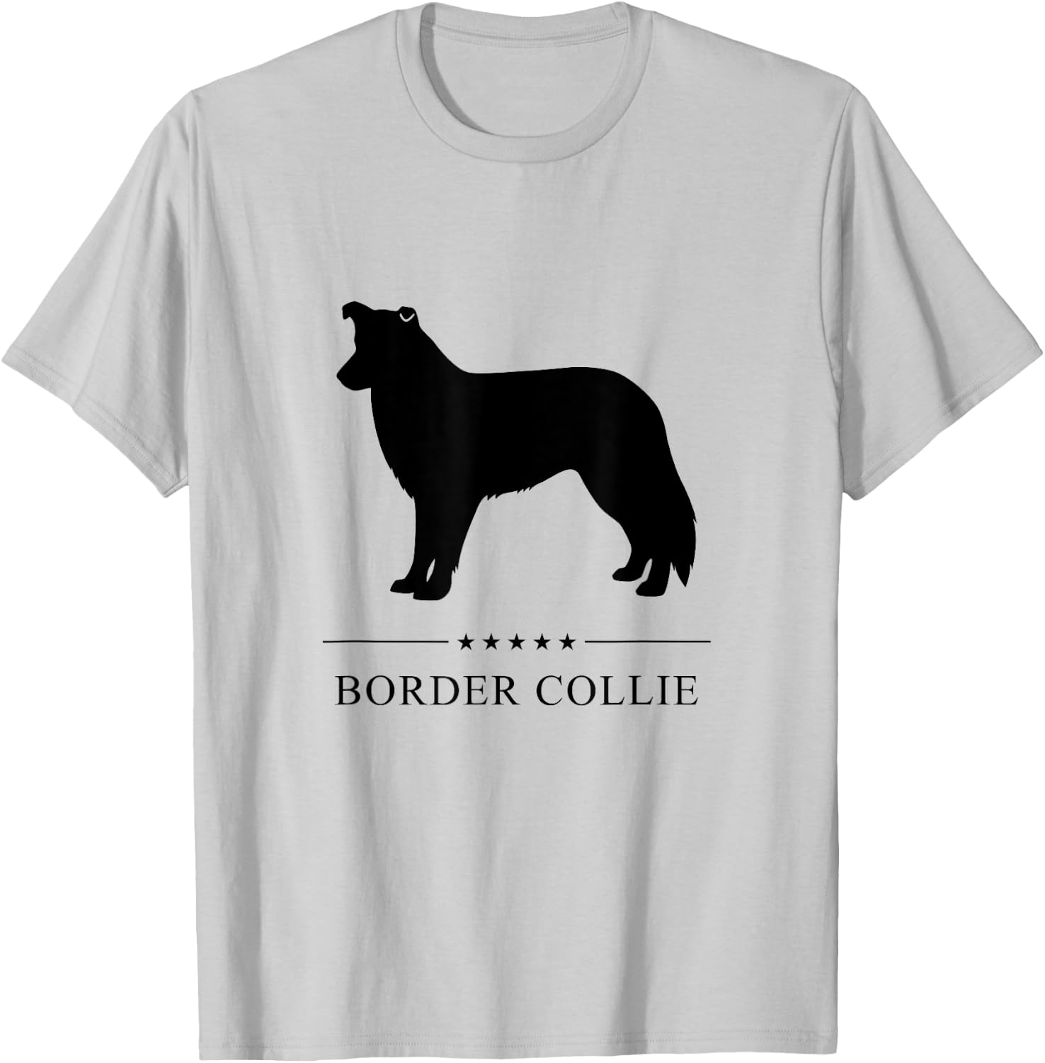 Border Collie Black Silhouette T-Shirt - T-Shirt | Ash
