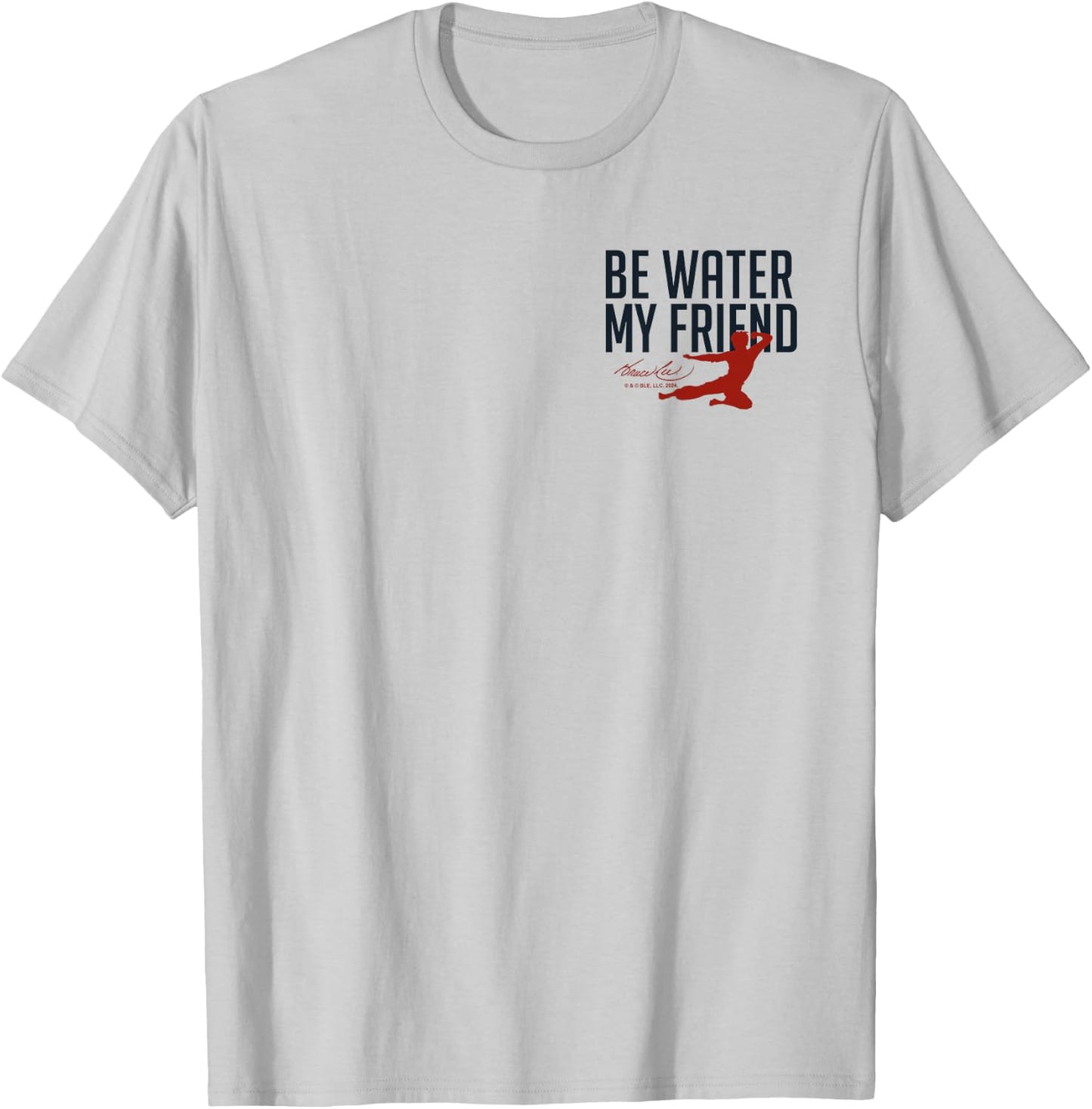 Bruce Lee Be Water My Friend Small Pocket Logo , White T-Shirt - T-Shirt | Ash