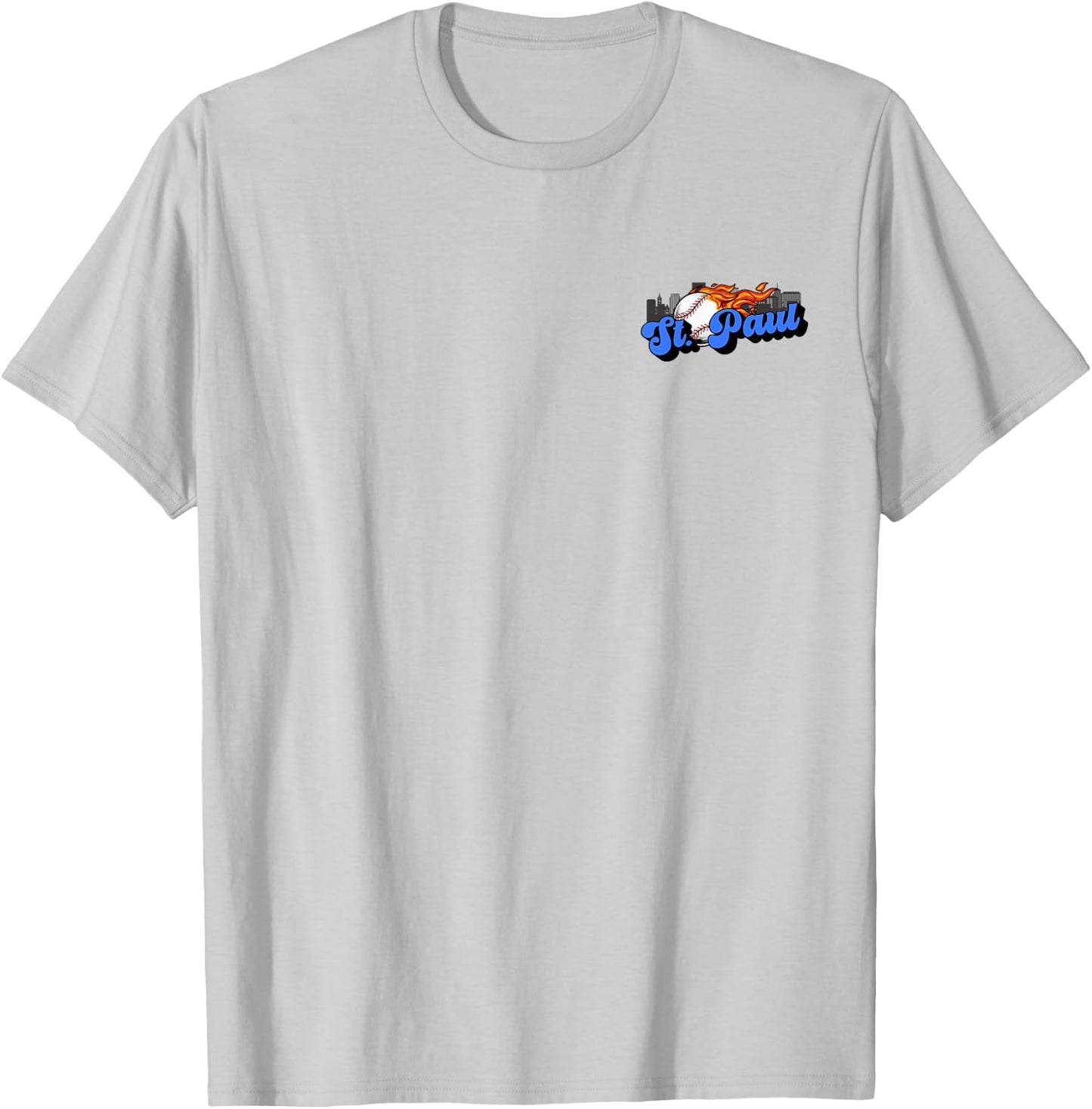 Saint Paul Baseball Vintage City Skyline Baseball Lover T-Shirt - T-Shirt | Ash