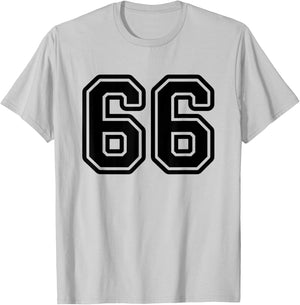 Jersey #66 Black Sports Team Jersey Number 66 T-Shirt - T-Shirt | Ash