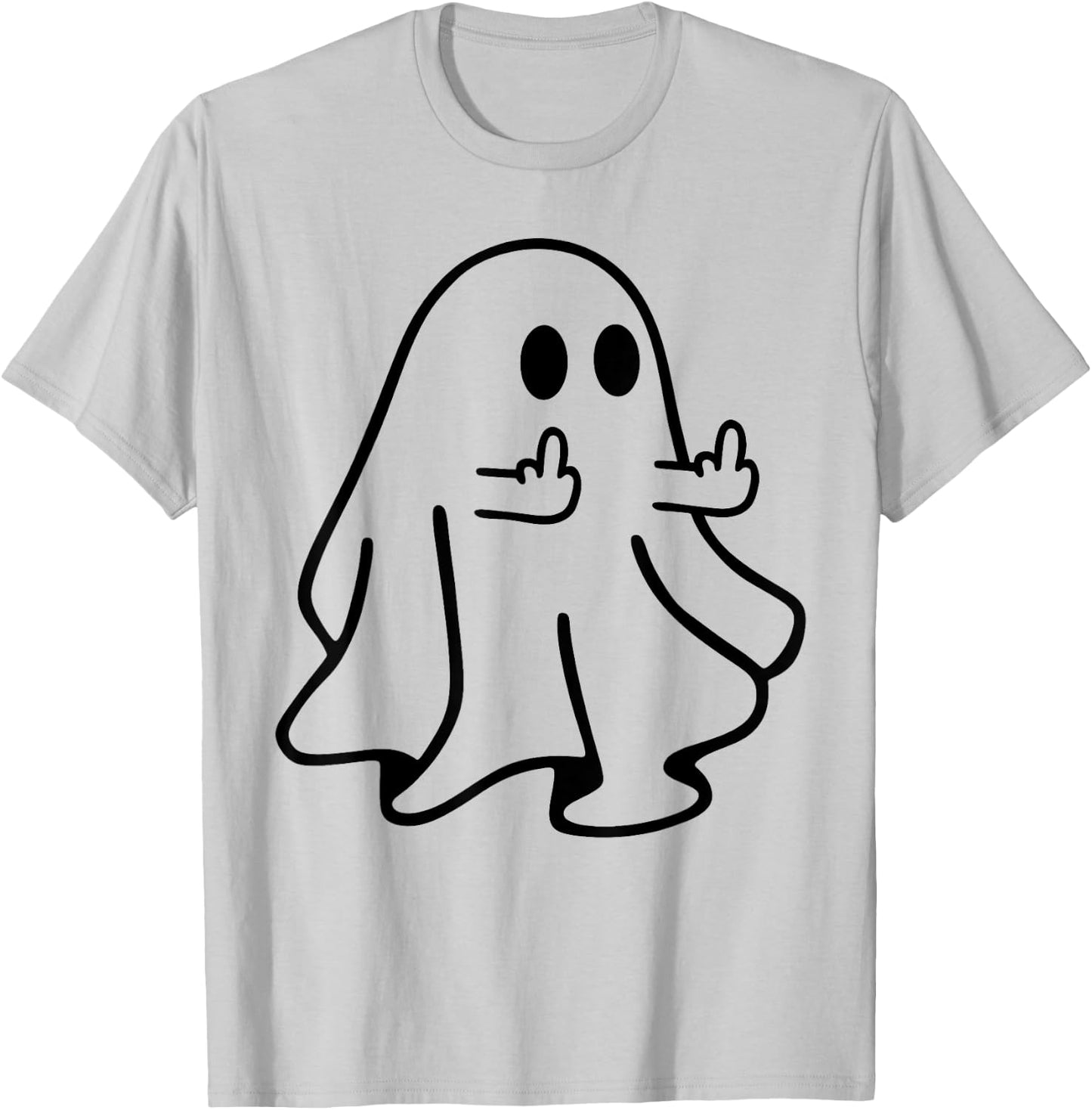 Boo Ghost Middle Finger Funny Halloween Costume Adult Joke T-Shirt - T-Shirt | Ash