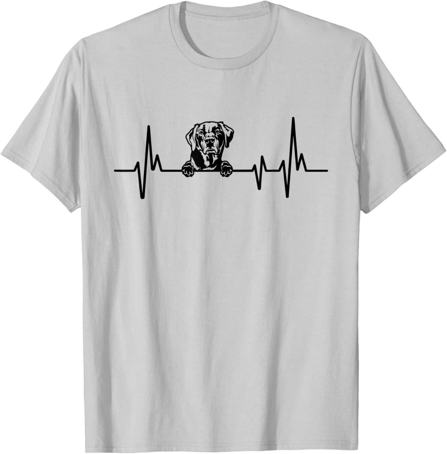 Heartbeat Dog Design Labrador Retriever T-Shirt - T-Shirt | Ash