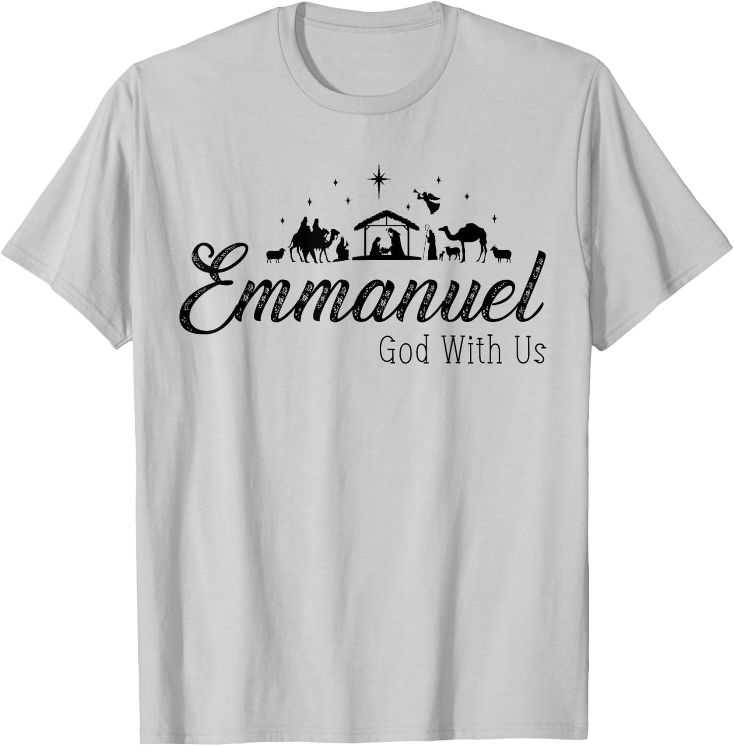 Emmanuel God With Us Nativity Scenes Christmas Christian T-Shirt - T-Shirt | Ash