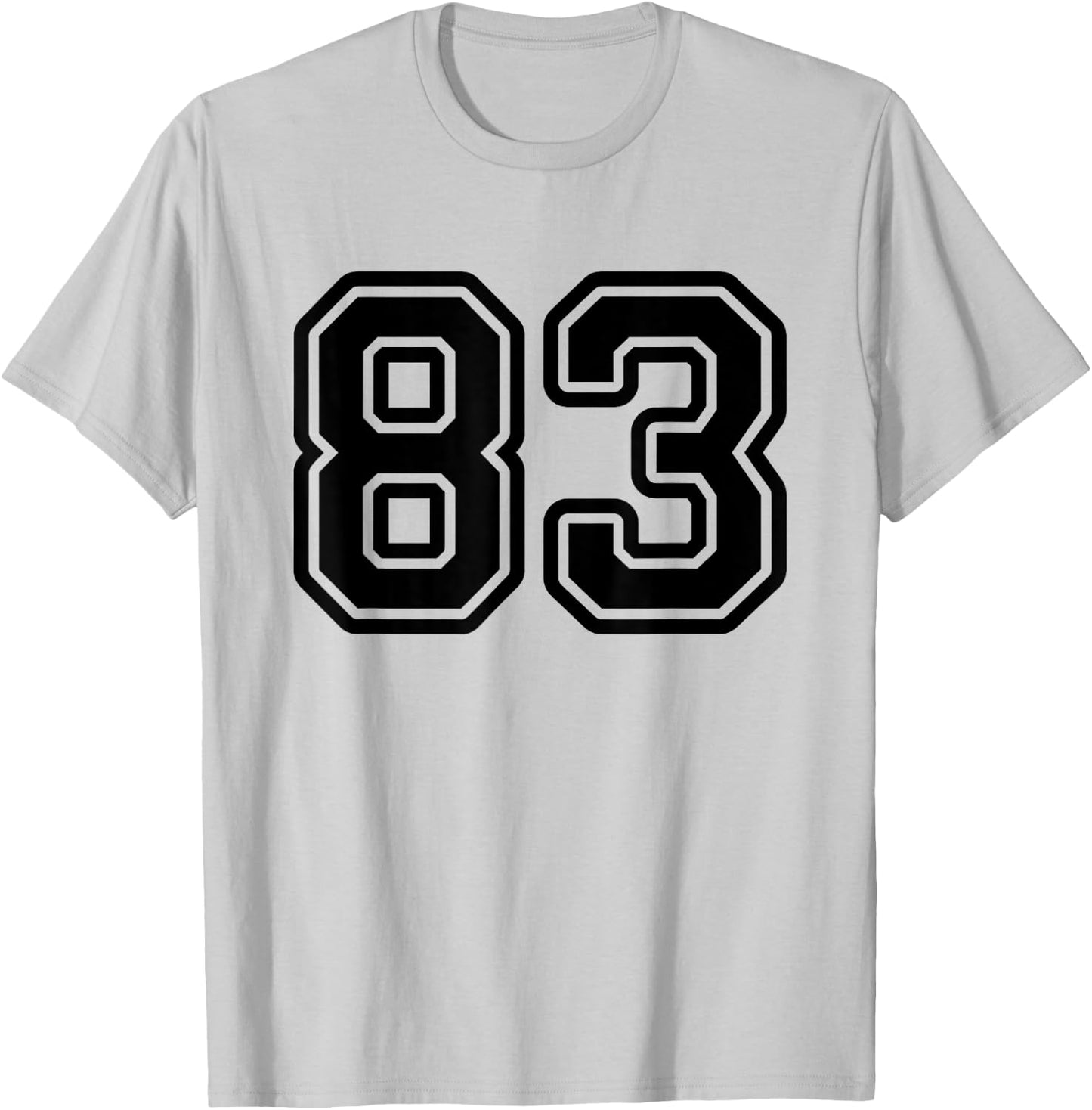 Number #83 Black Sports Team Varsity Number 83 T-Shirt - T-Shirt | Ash