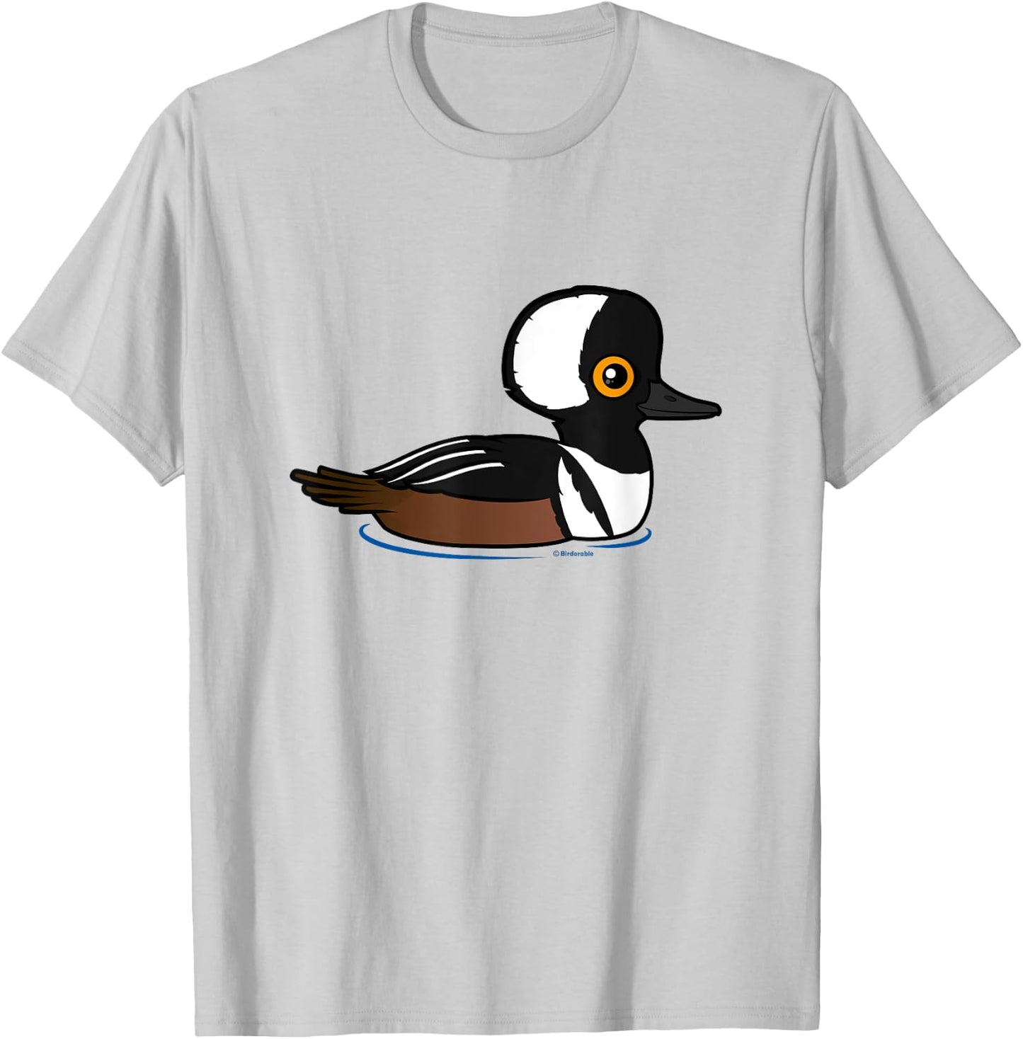 Cute Cartoon Hooded Merganser Fun Birdorable Waterfowl Duck T-Shirt - T-Shirt | Ash