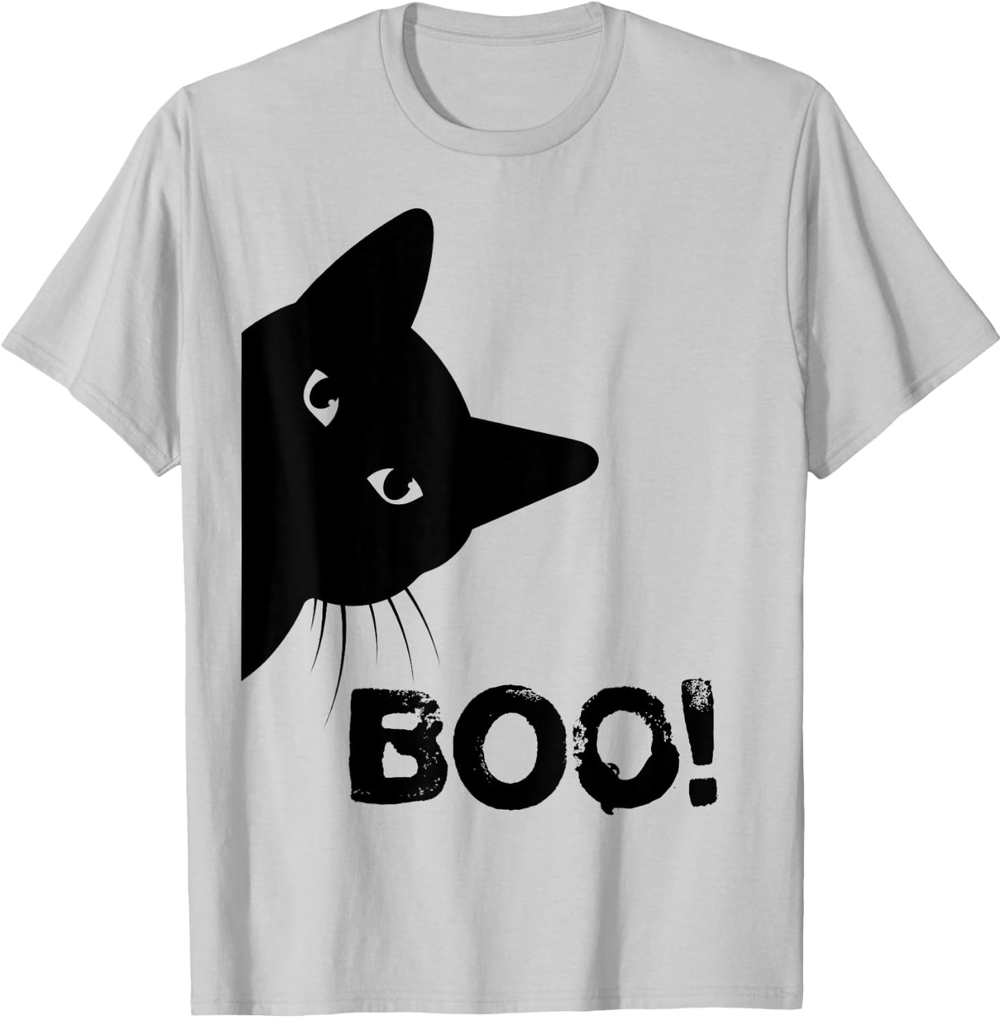 Boo! | Funny Hiding Peekaboo Scary Halloween Cat T-Shirt - T-Shirt | Ash