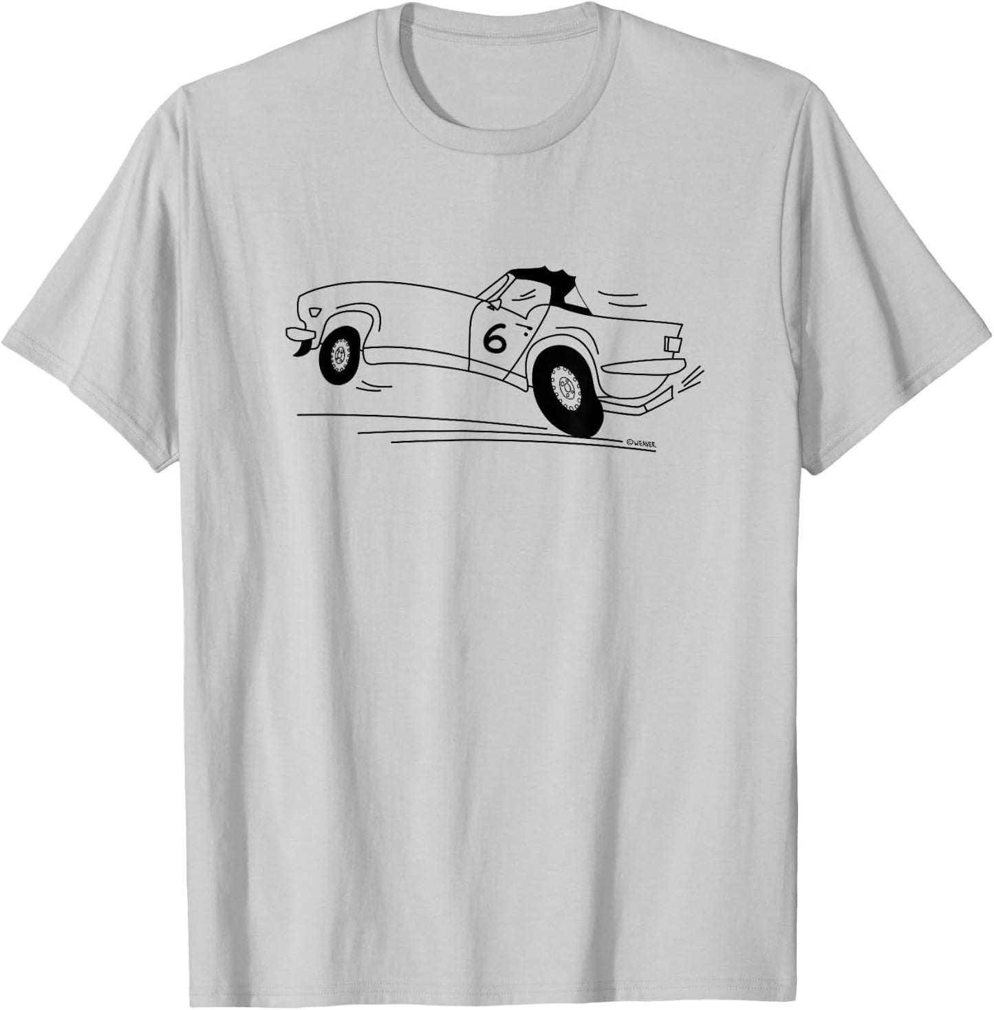 Cartoon Drawing Triumph TR6 British Car , Blue, S T-Shirt - T-Shirt | Ash