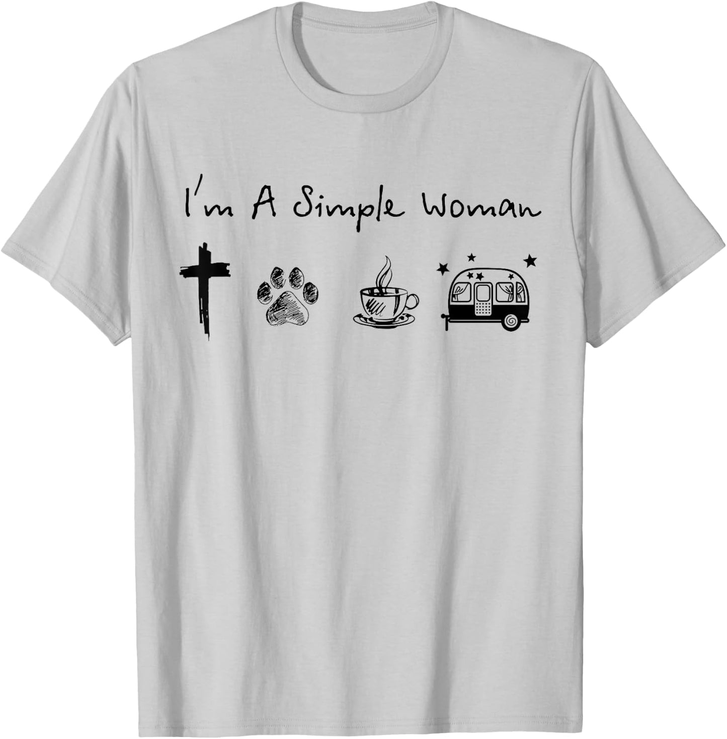 I'm a simple woman jesus dog coffee camping T-Shirt - T-Shirt | Ash
