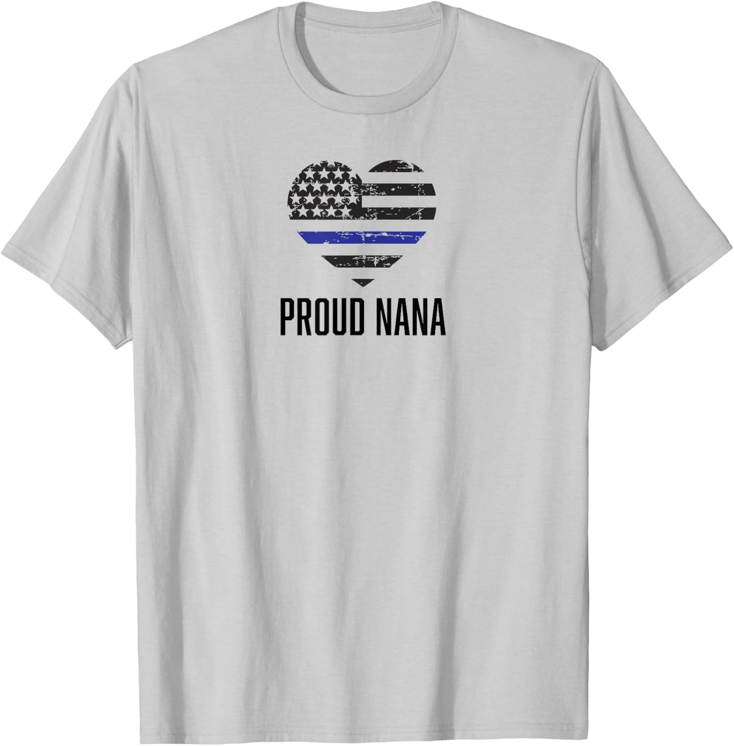 Proud Nana Thin Blue Line cop police officer grandma T-Shirt - T-Shirt | Ash