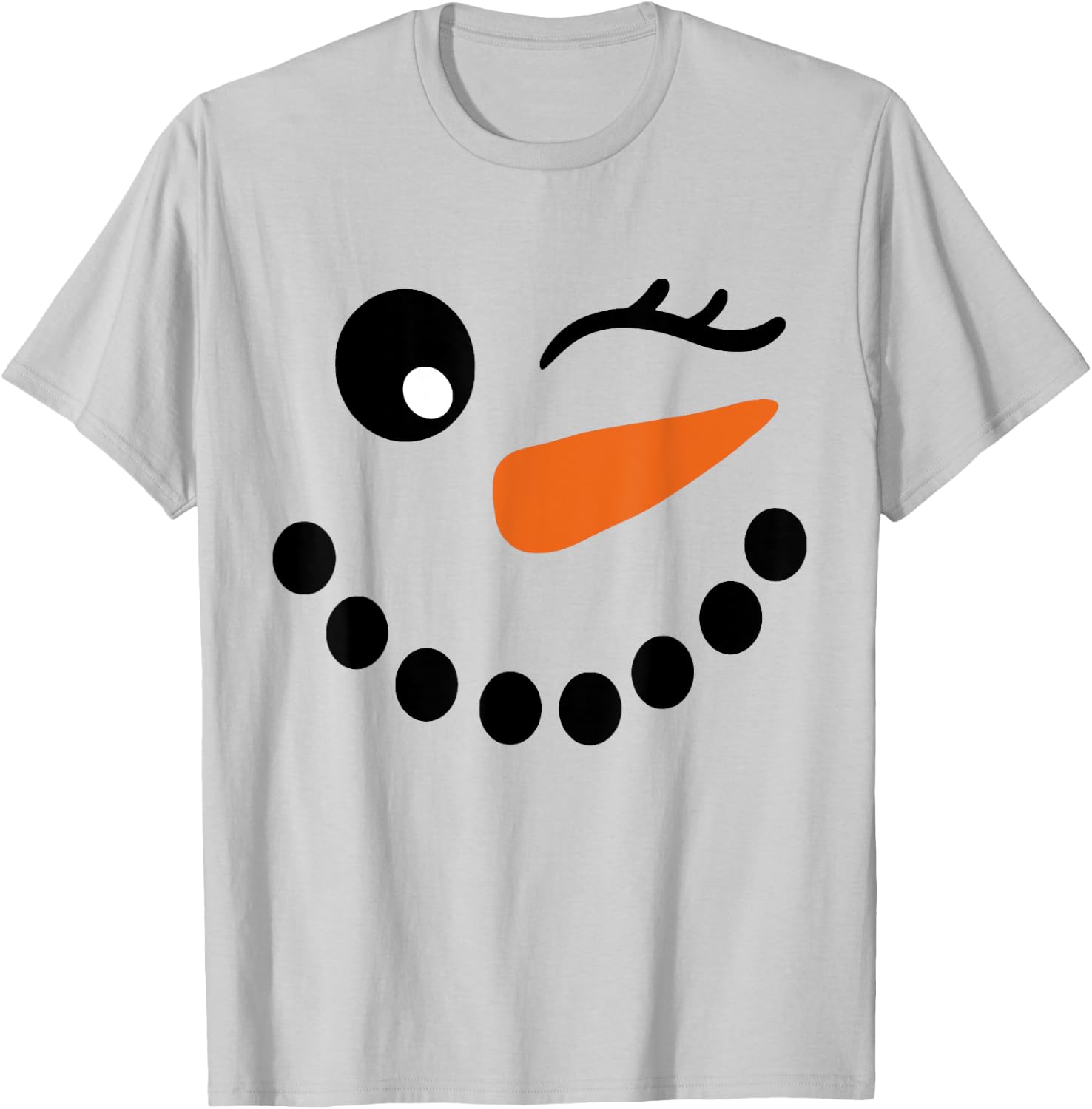 Winter Snowman Face Wink Eye Christmas Xmas For Girl T-Shirt - T-Shirt | Ash