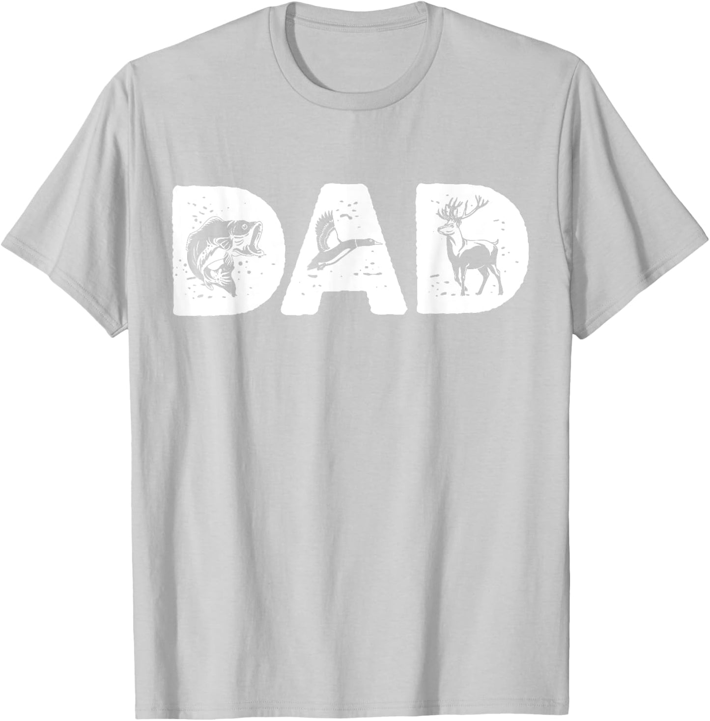 Dad Fishing Hunting Shirt Deer Duck Bass Fish Dad Papa T-Shirt - T-Shirt | Ash