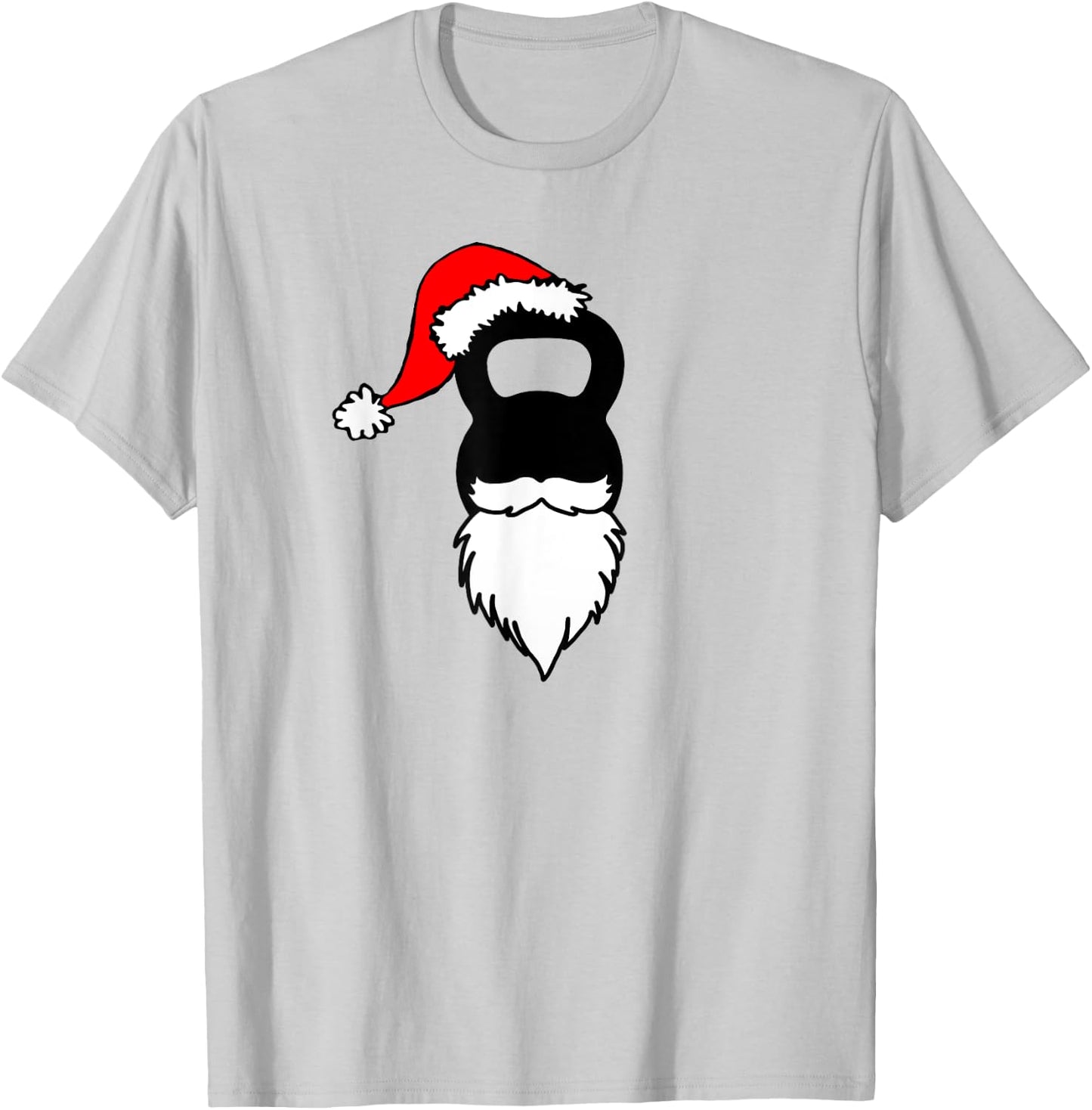Kettlebell Santa Hat And Beard Christmas Workout T-Shirt - T-Shirt | Ash