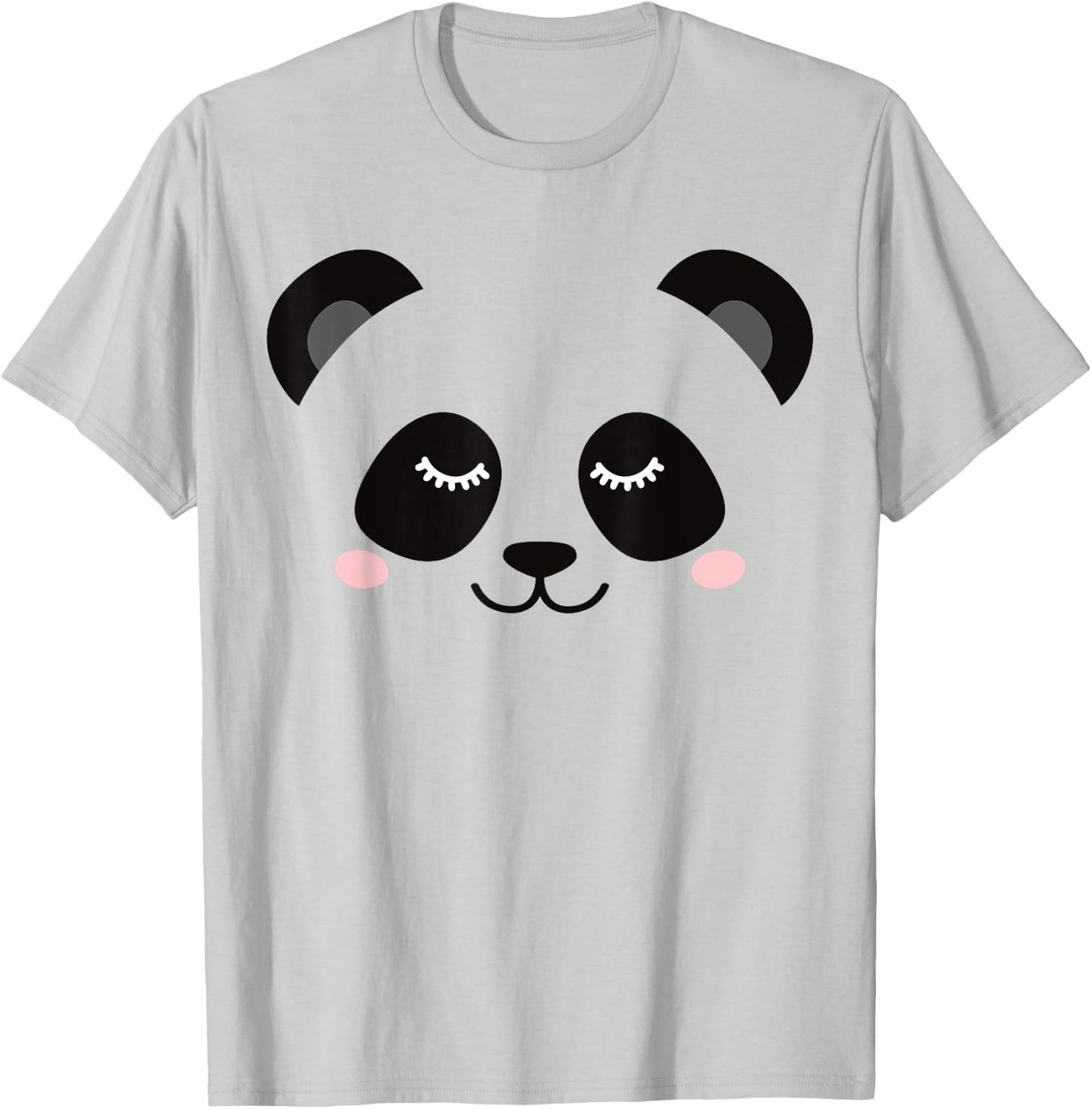 Sleepy Panda Face T-Shirt - T-Shirt | Ash