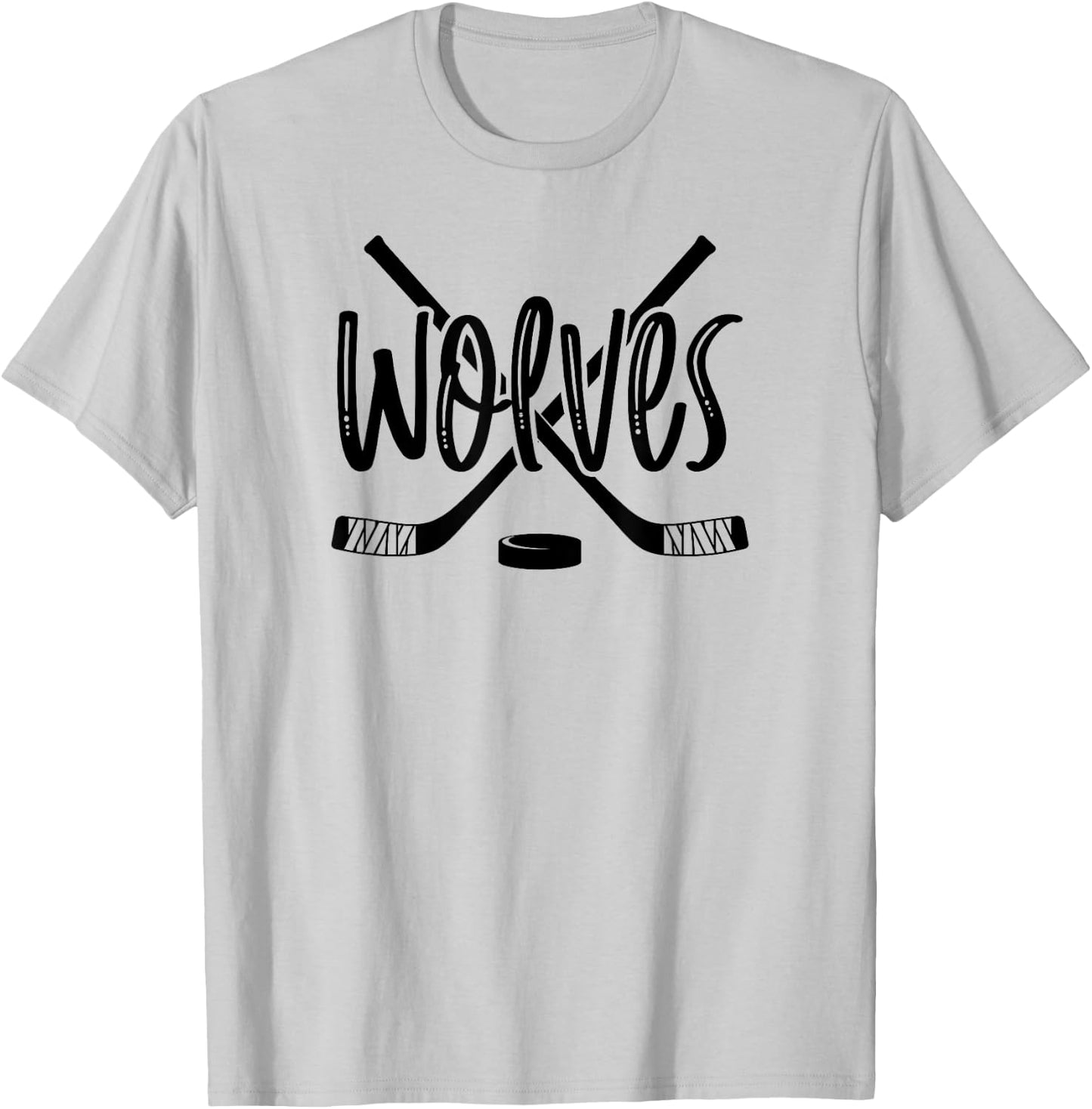 Wolves Hockey Team Mascot School Spirit Game Night T-Shirt - T-Shirt | Ash