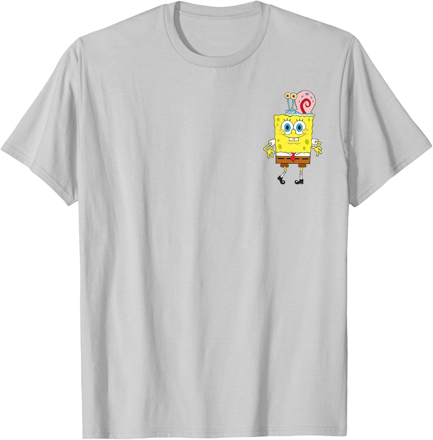 SpongeBob SquarePants & Gary The Snail Small Pocket Logo T-Shirt - T-Shirt | Ash