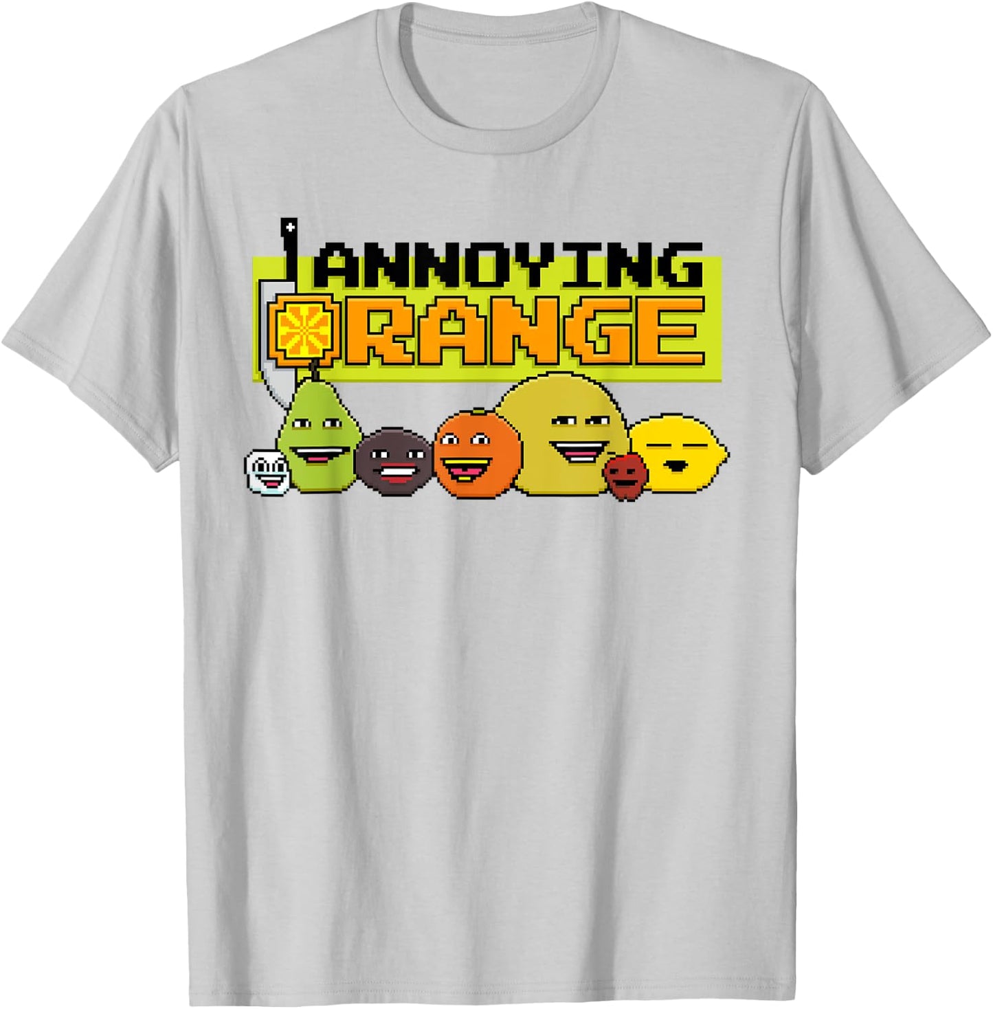 Annoying Orange 8-Bit Video Game Style T-Shirt - T-Shirt | Ash
