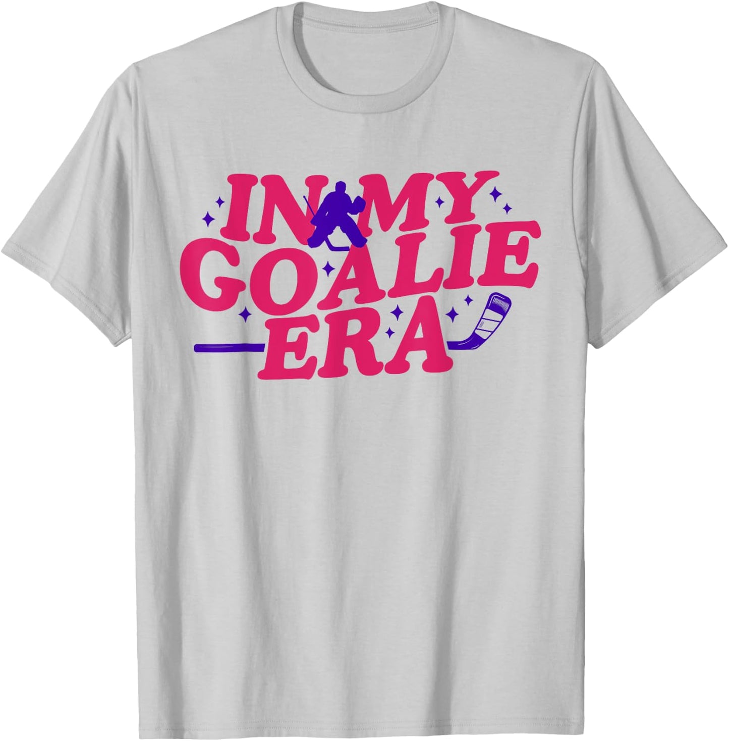 In My Goalie Era Groovy Retro Ice Hockey Girl T-Shirt - T-Shirt | Ash