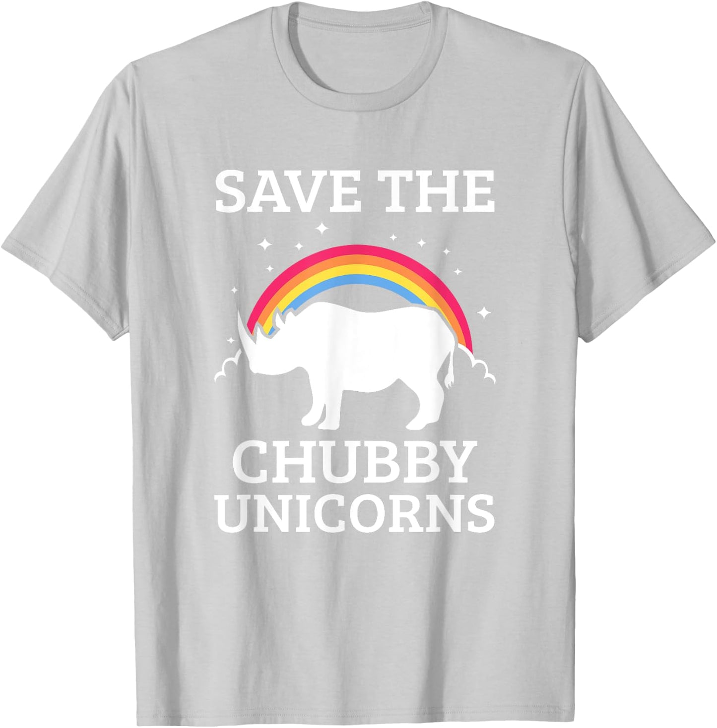 Save The Chubby Unicorns Rhino Rainbow T-Shirt - T-Shirt | Ash