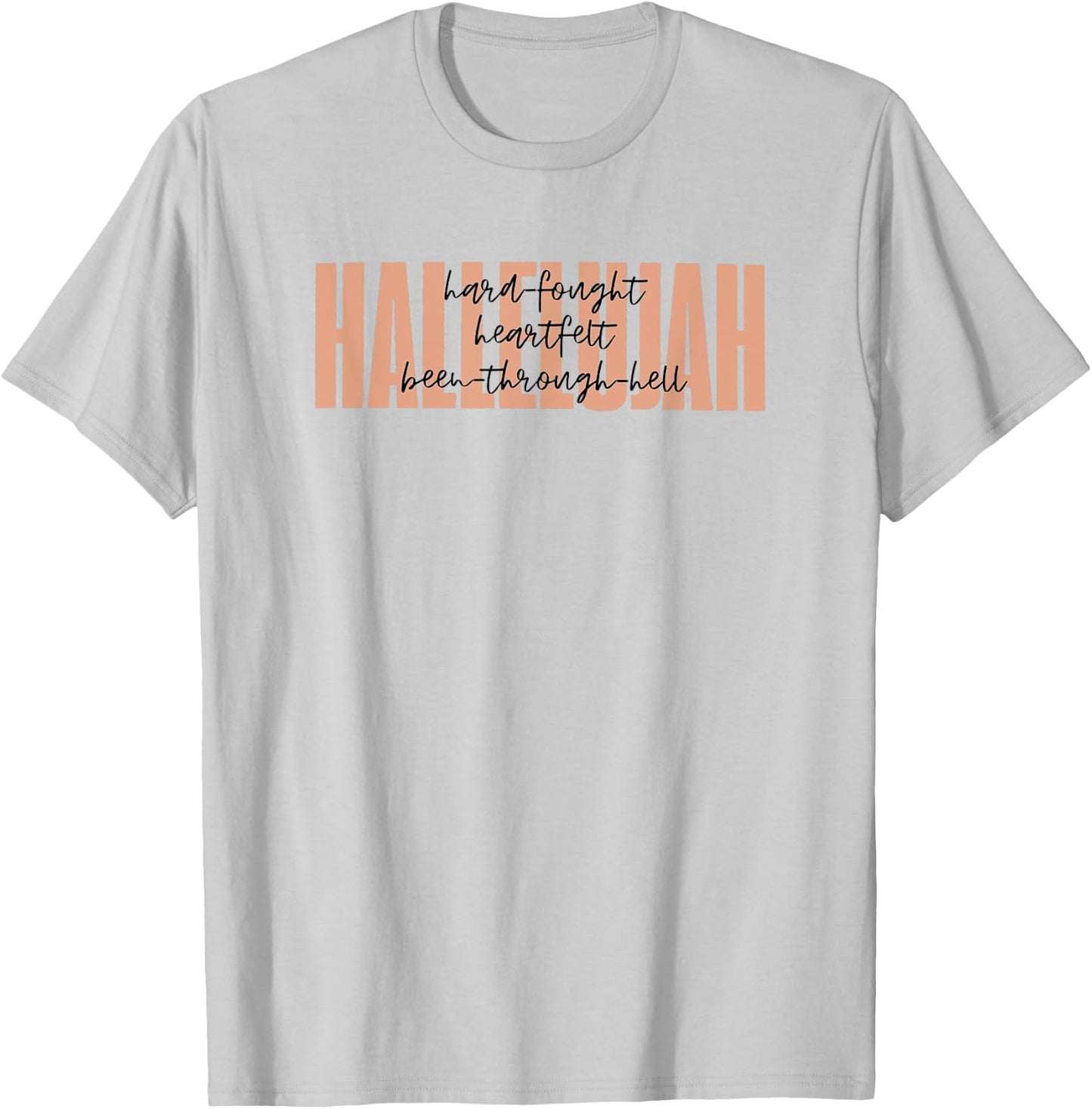 Retro Christian Worship Hard Fought Hallelujah -Adults Christian , Grey, Small, Short Sleeve T-Shirt - T-Shirt | Ash