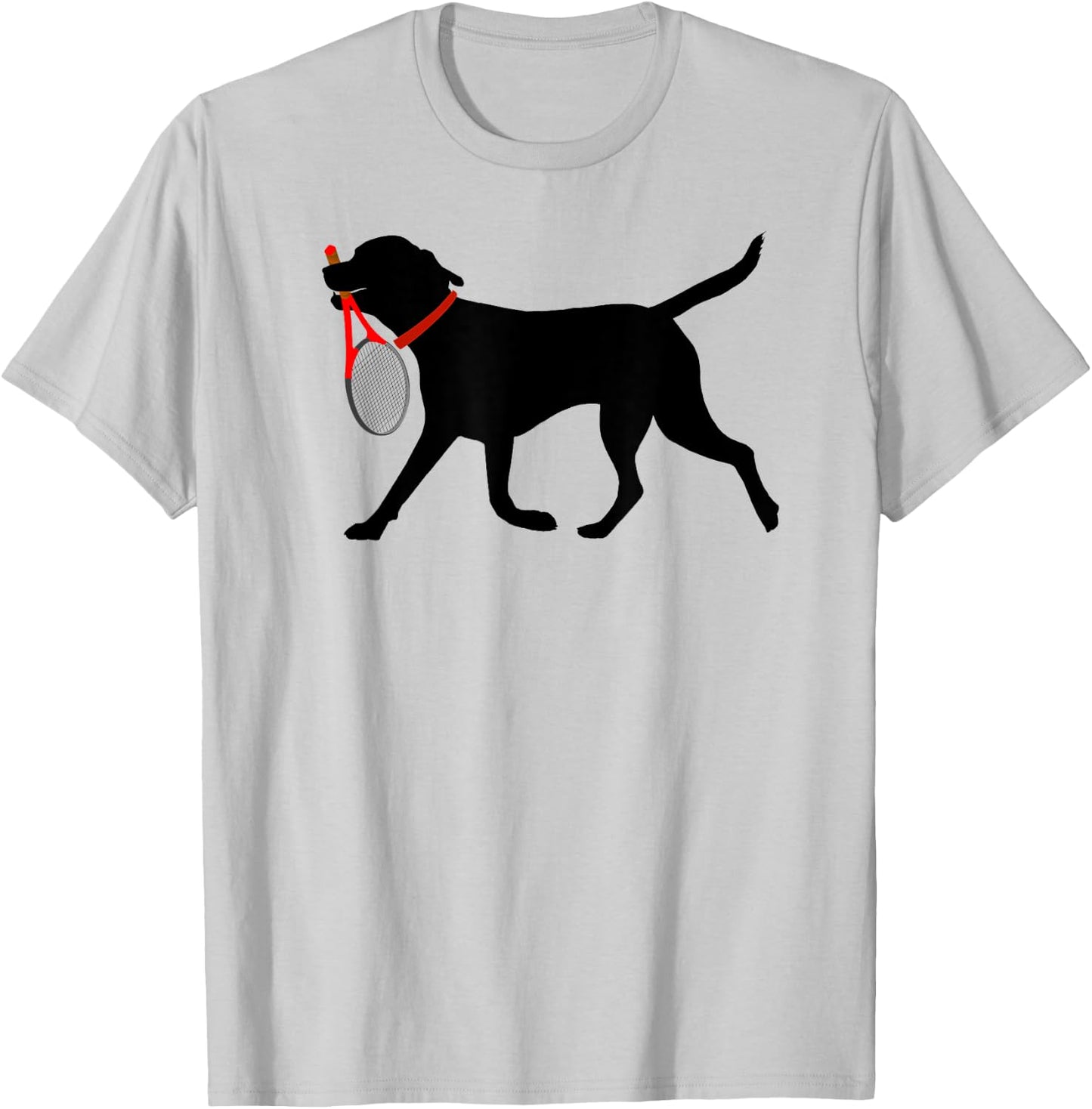 Tennis T shirt Labrador Fetch Tennis Racket Black Lab Shirt T-Shirt - T-Shirt | Ash