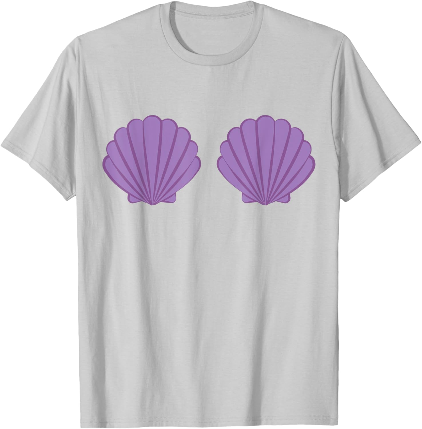 Mermaid Shell Bra Purple Shells Cartoon Graphic , White T-Shirt - T-Shirt | Ash
