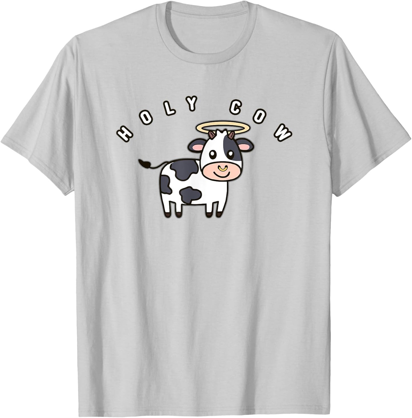 Funny Holy Cow Cute Farm Cow With Halo Animal Lover T-Shirt - T-Shirt | Ash