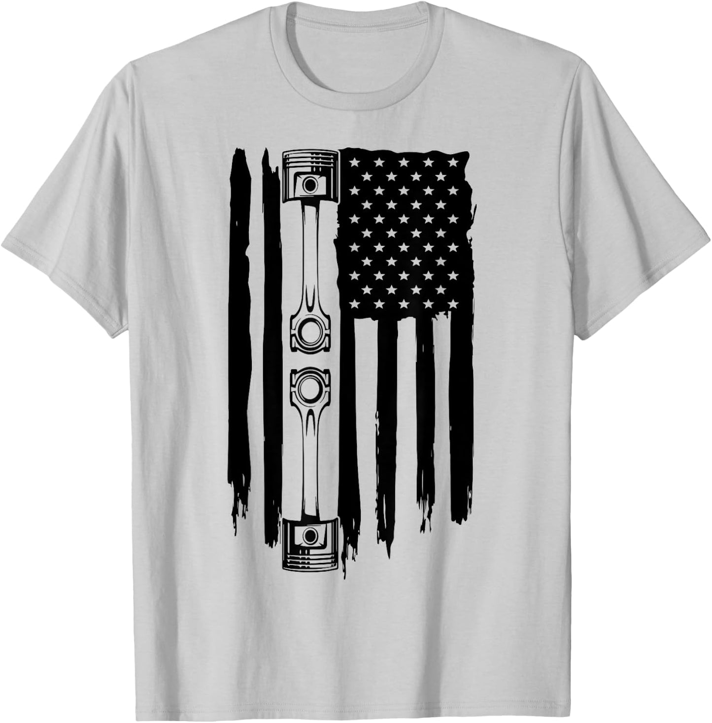 Piston American Flag Car Automotive Car Enthusiast LS RS 5.0 Women Men T-Shirt - T-Shirt | Ash