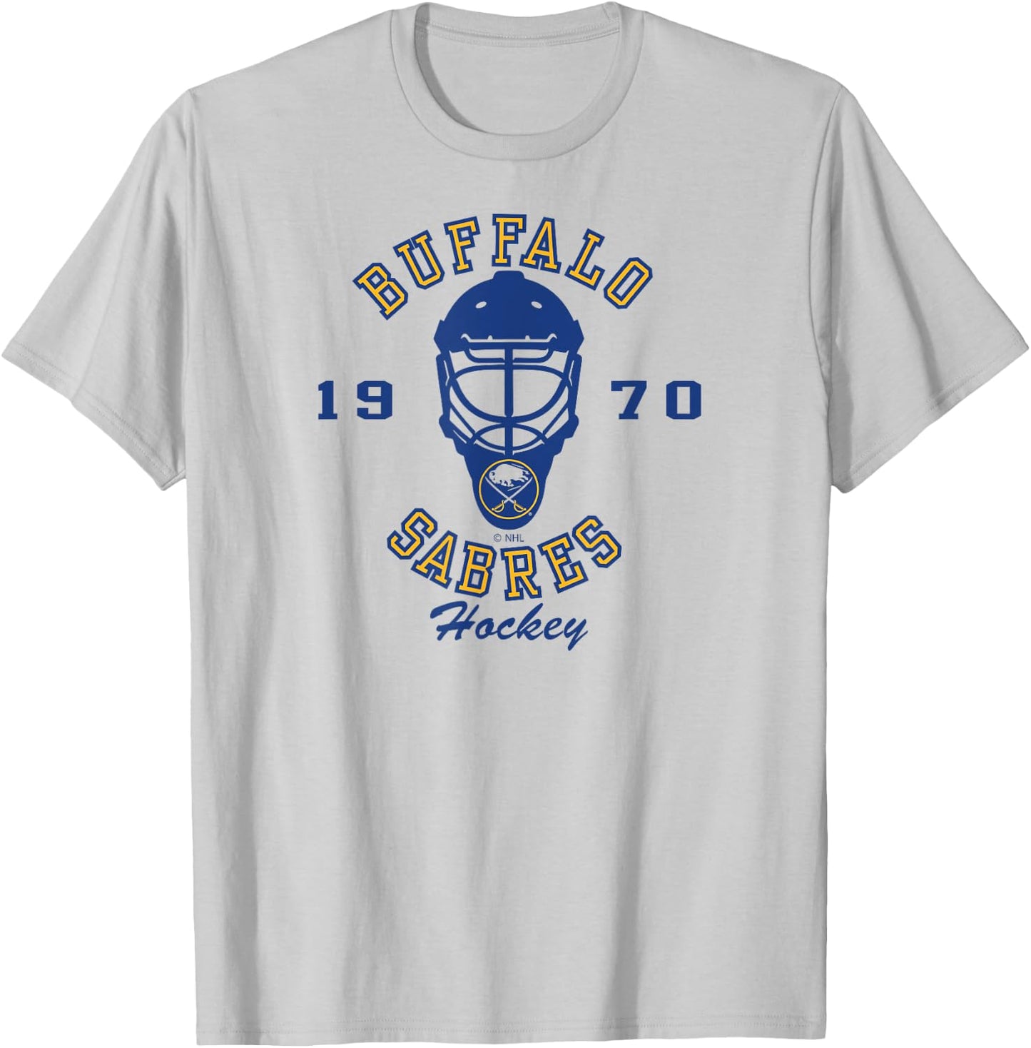 Buffalo Sabres Hockey Mask White Officially Licensed T-Shirt - T-Shirt | Ash