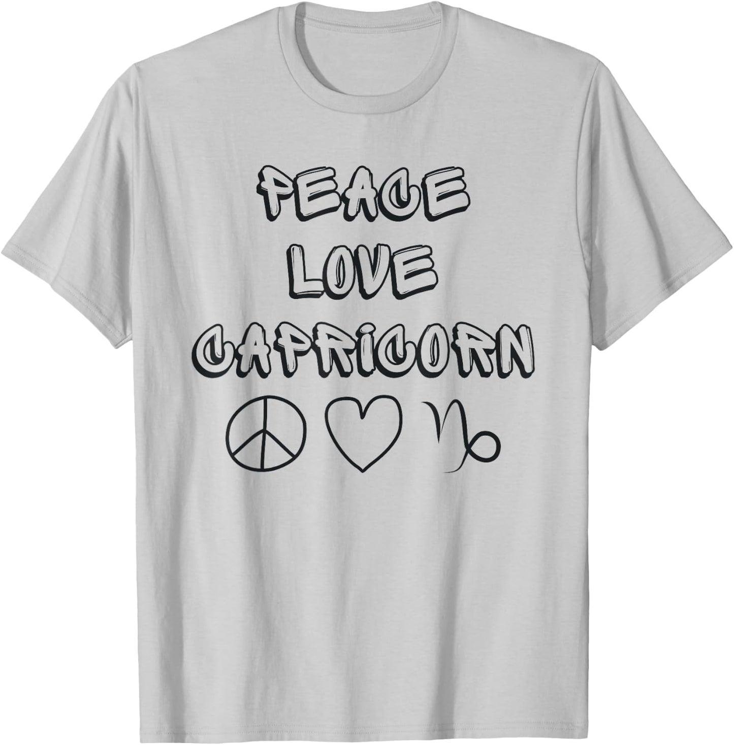 Zodiac Astrology Peace Love Capricorn Birthday Graphic T-Shirt - T-Shirt | Ash