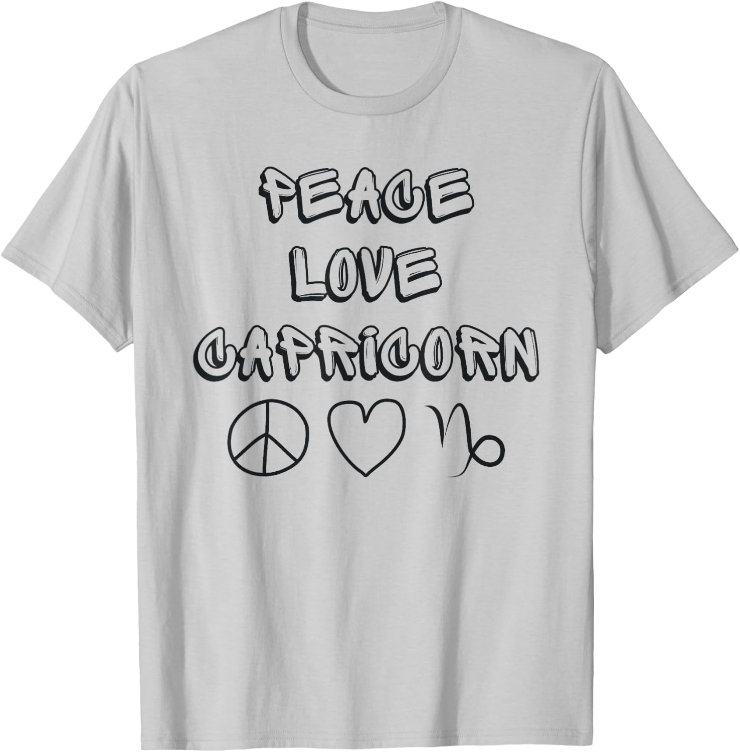 Zodiac Astrology Peace Love Capricorn Birthday Graphic T-Shirt - T-Shirt | Ash