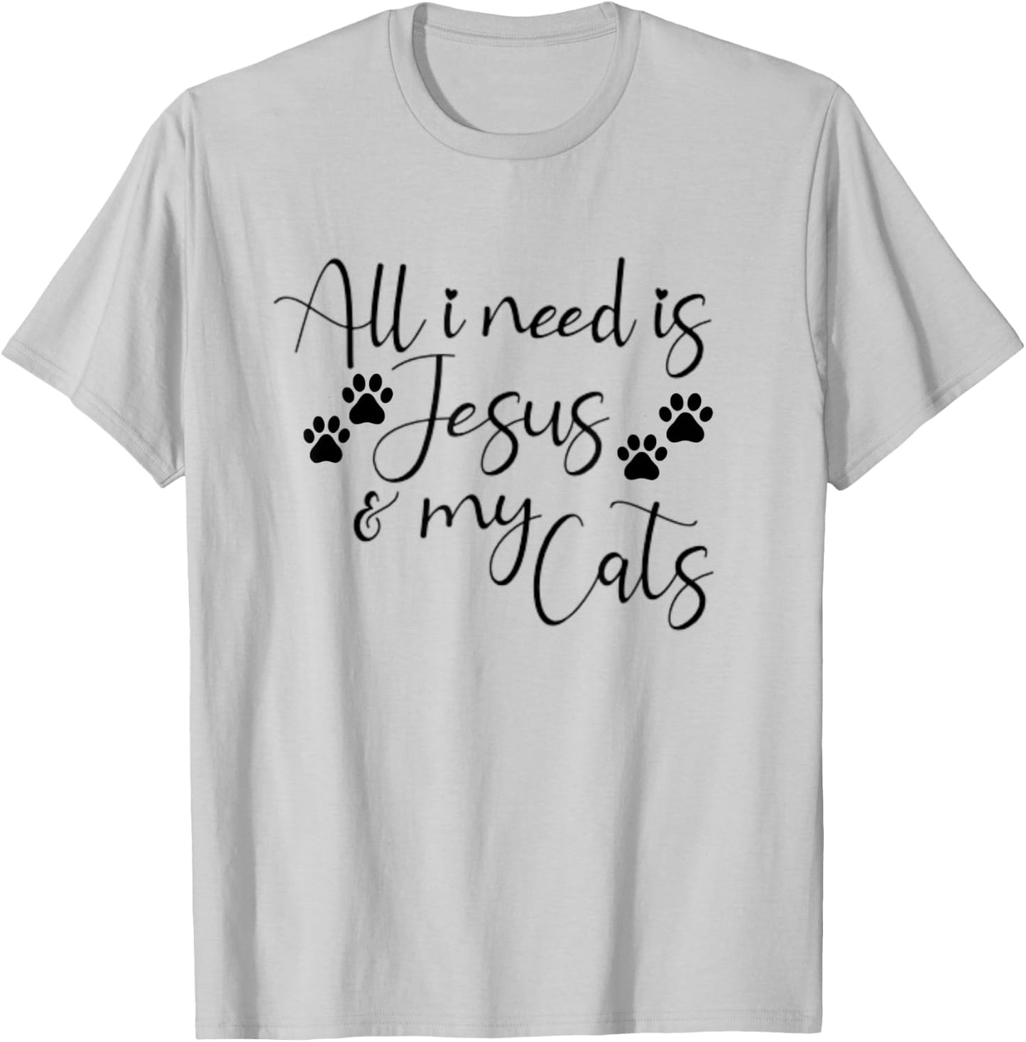 All I Need Is Jesus And My Cats Funny T-Shirt - T-Shirt | Ash