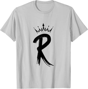 Queen King Letter R - Favorite Letter With Crown Alphabet T-Shirt - T-Shirt | Ash