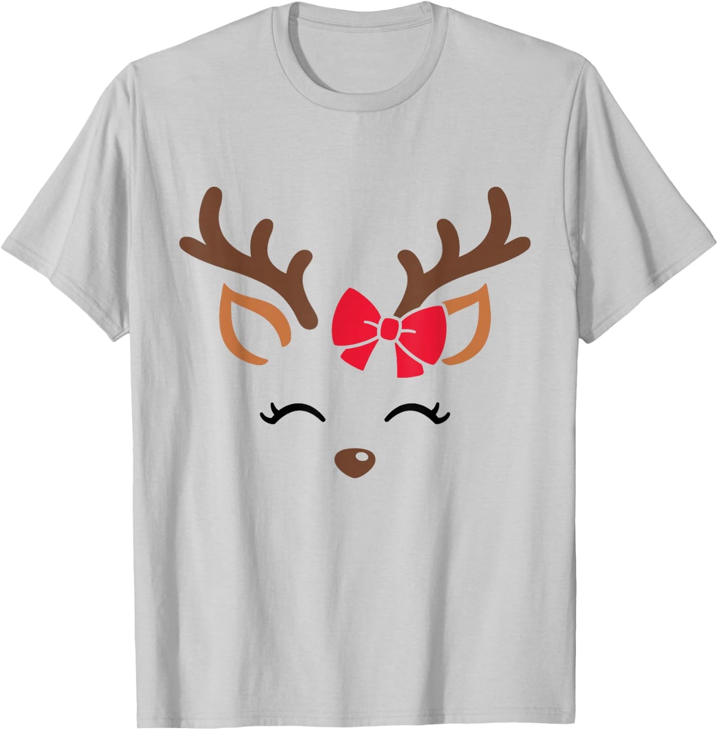 Reindeer Face Glasses Christmas Costume Xmas Pajama Girls T-Shirt - T-Shirt | Ash