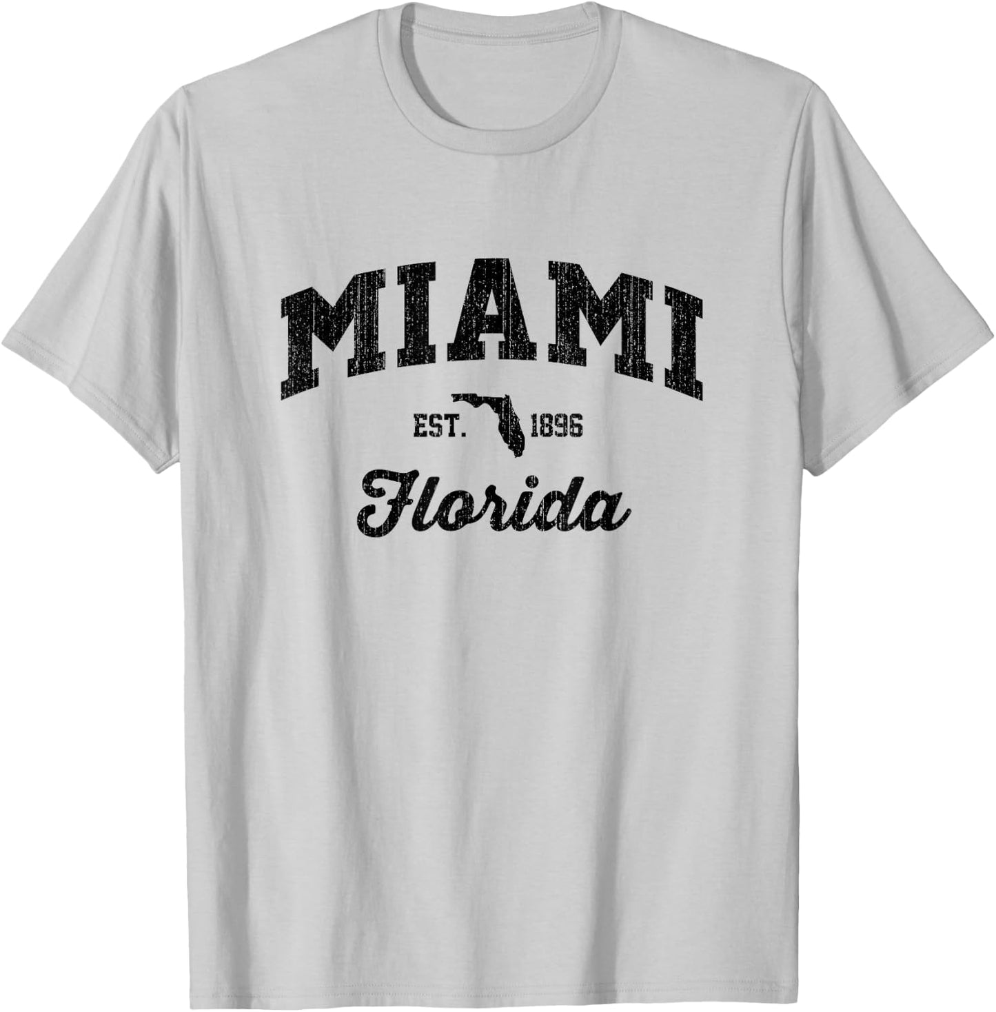 Vintage Miami Florida USA Sports Weathered Retro American T-Shirt - T-Shirt | Ash